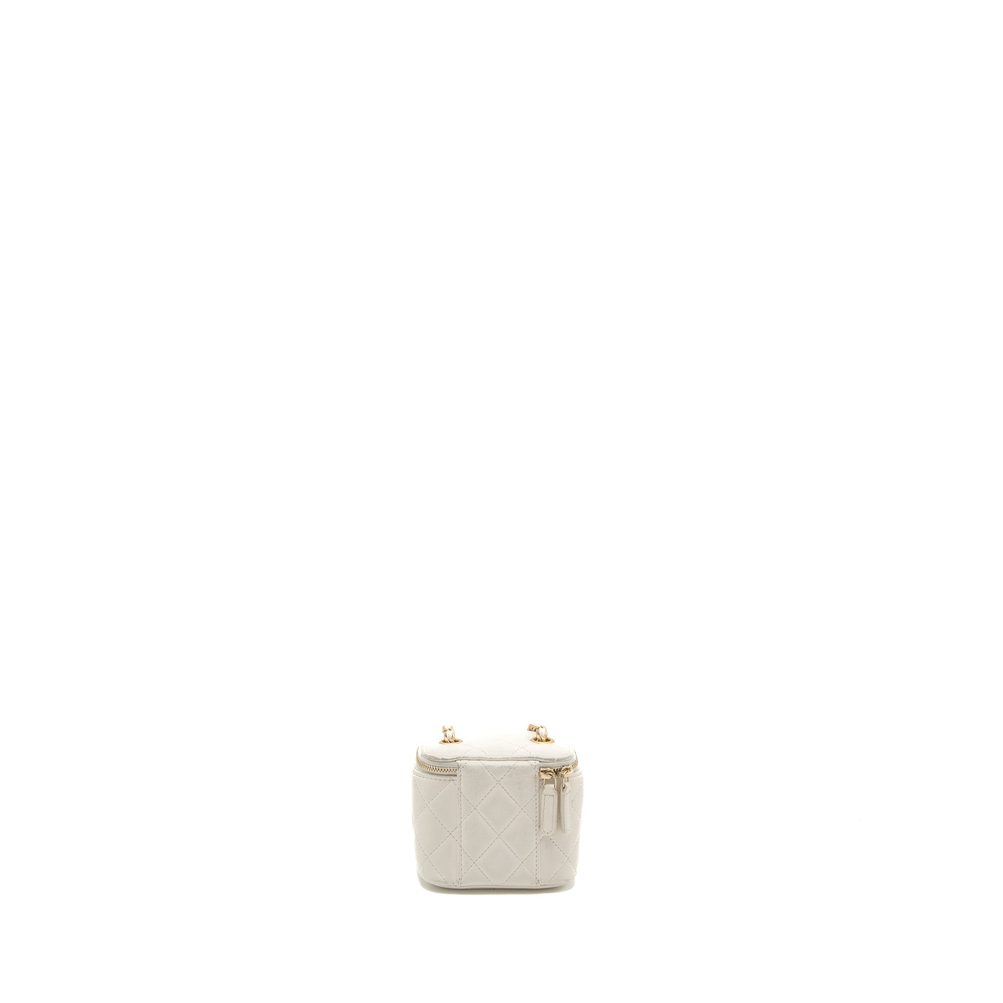 CHANEL PEARL CRUSH MINI VANITY LAMBSKIN WHITE BRUSHED GHW