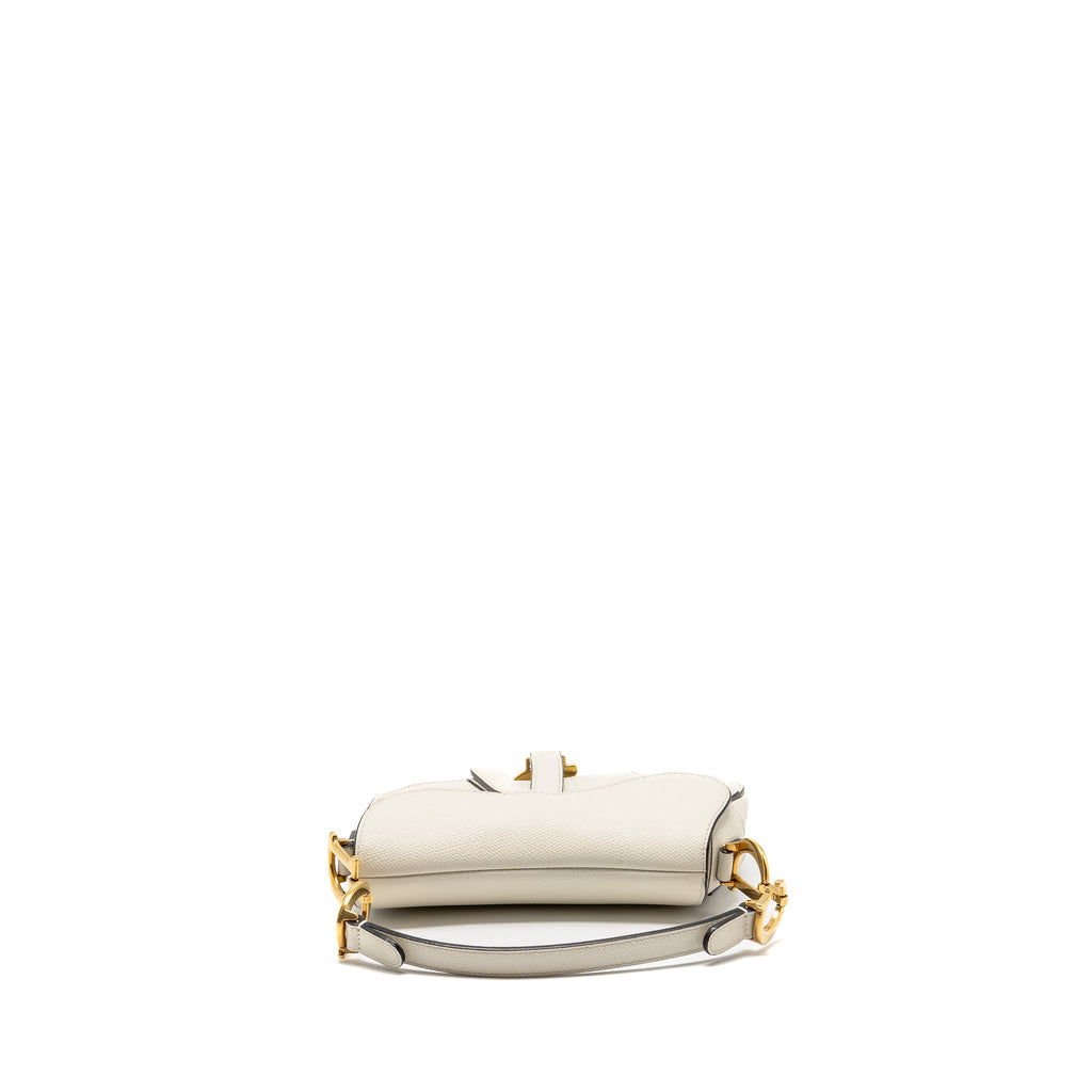 DIOR MINI SADDLE BAG CALFSKIN WHITE GHW