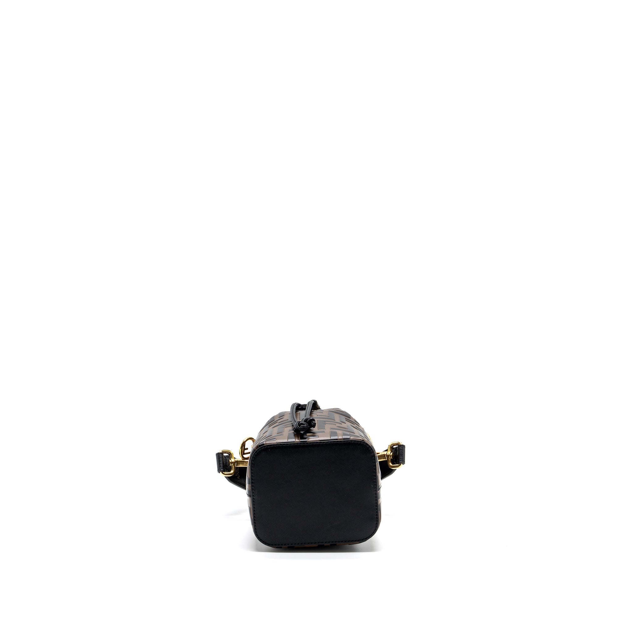 FENDI MINI MON TRESOR BUCKET BAG CALFSKIN BROWN / BLACK GHW
