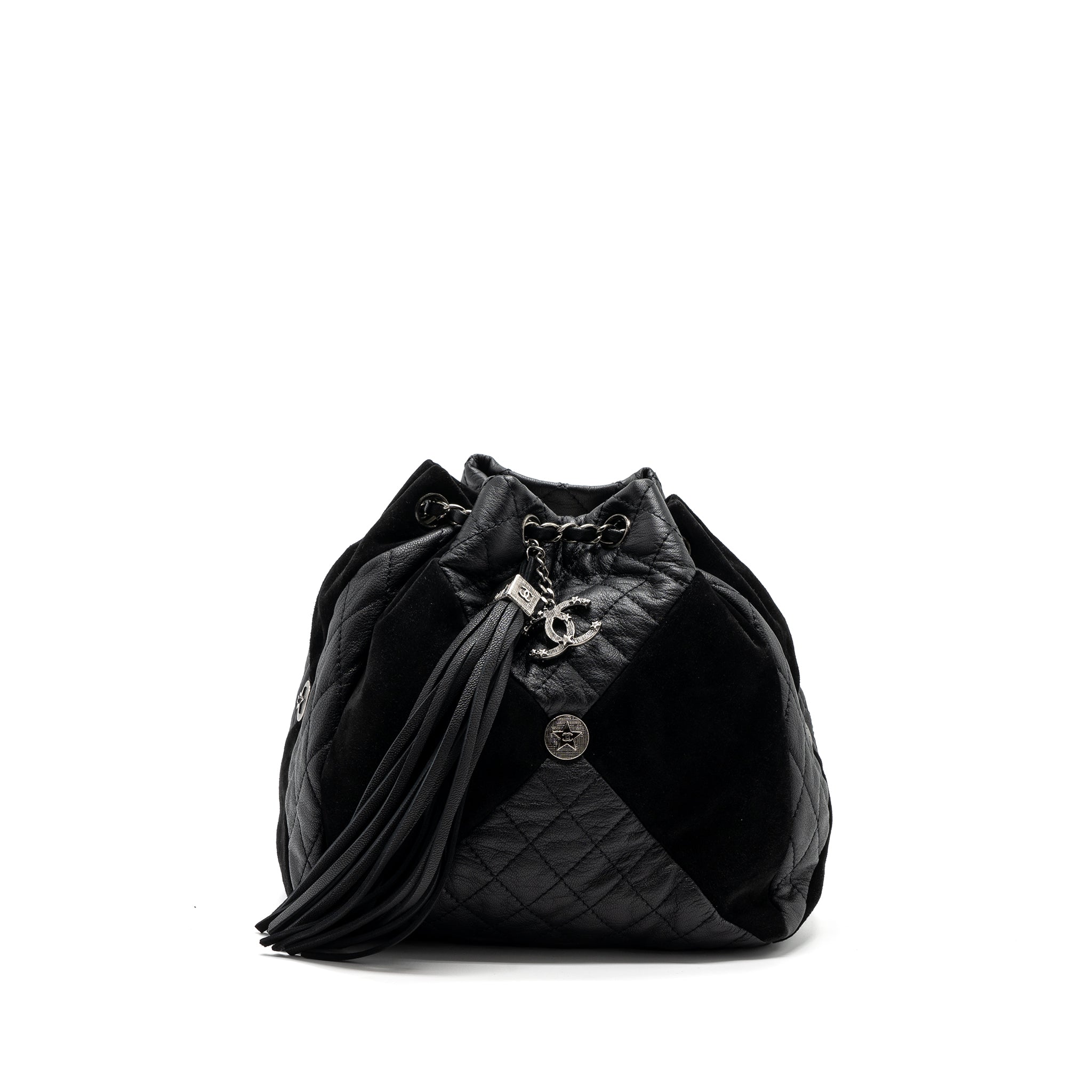 CHANEL BUCKET BAG GOATSKIN/SUE CALFSKIN BLACK SHW