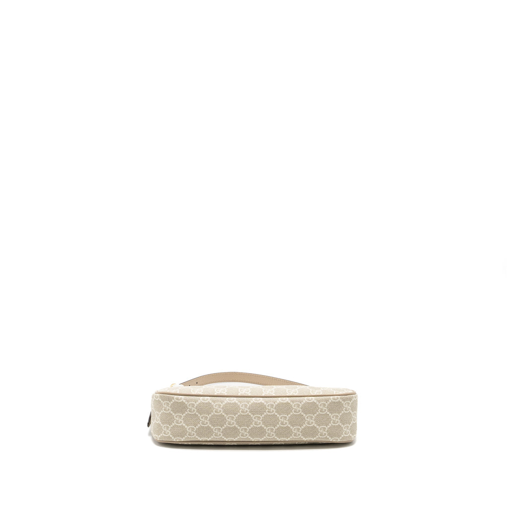 GUCCI OPHIDIA SMALL HANDBAG GG SUPREME CANVAS BEIGE/WHITE GHW