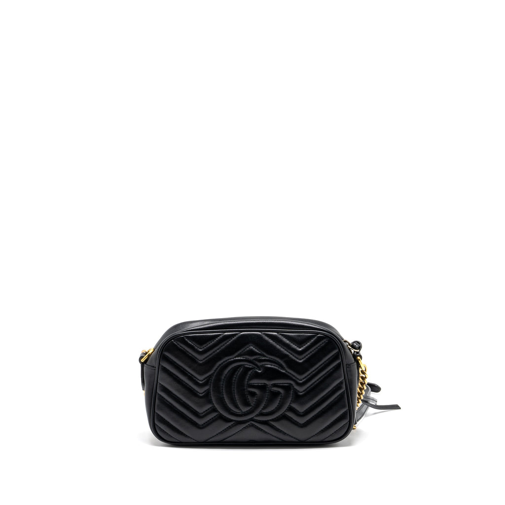 GUCCI GG MARMONT SMALL MATELASSE SHOULDER BAG CALFSKIN BLACK GHW