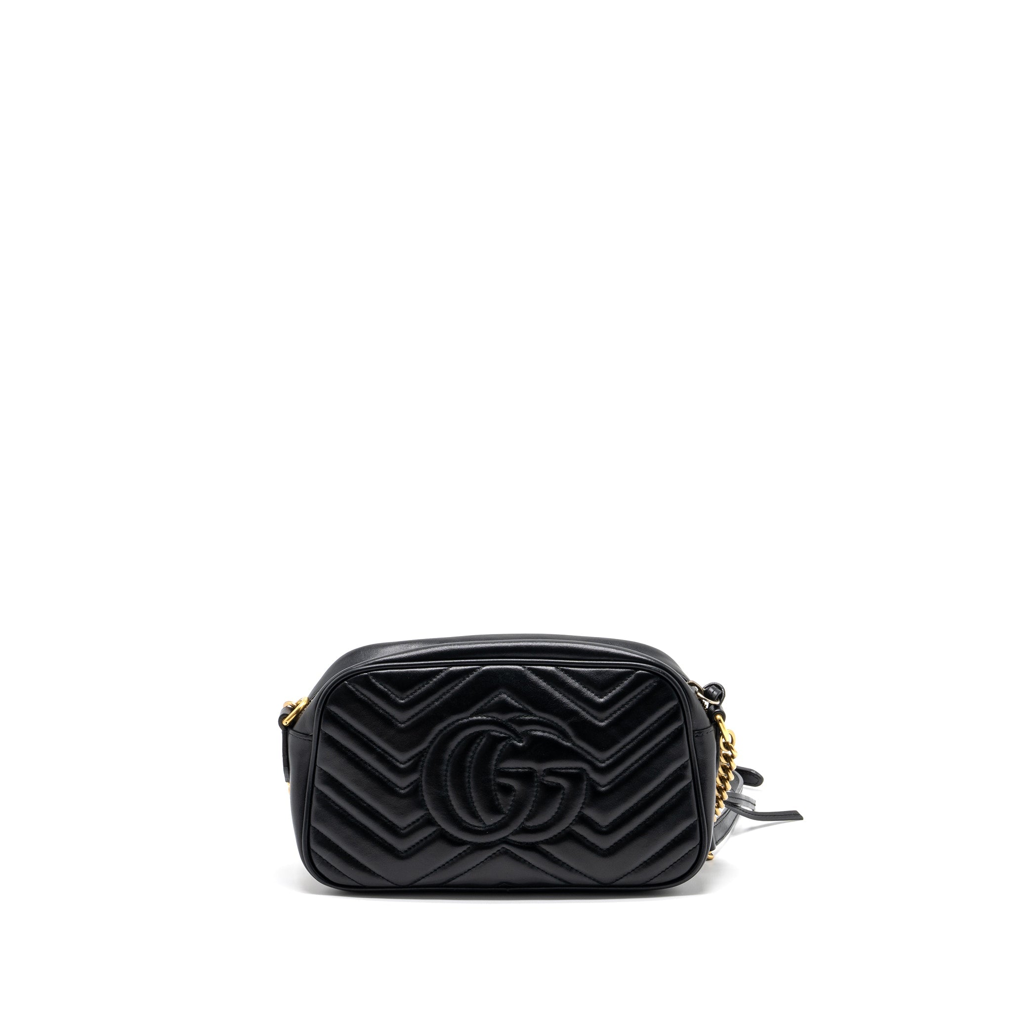 GUCCI GG MARMONT SMALL MATELASSE SHOULDER BAG CALFSKIN BLACK GHW