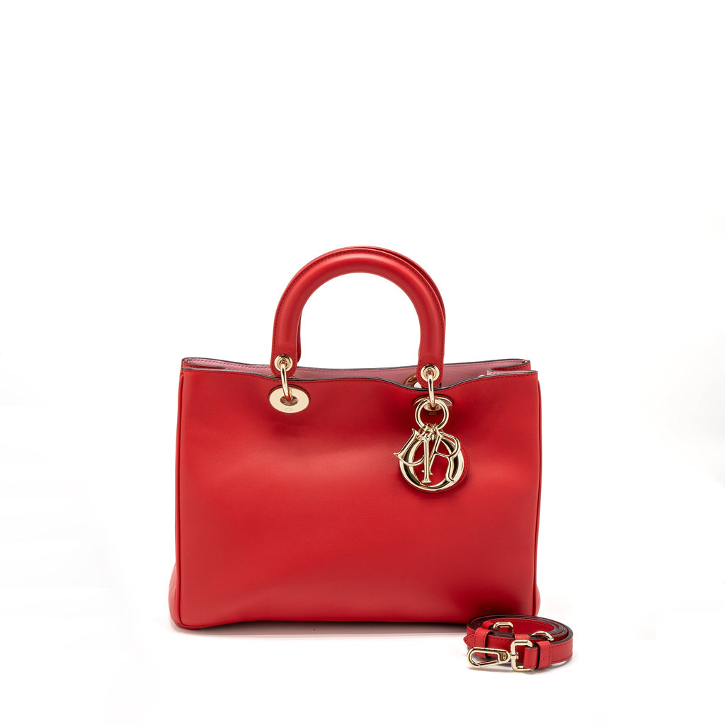 DIOR DIORISSIMO BAG CALFSKIN RED/ PINK LGHW