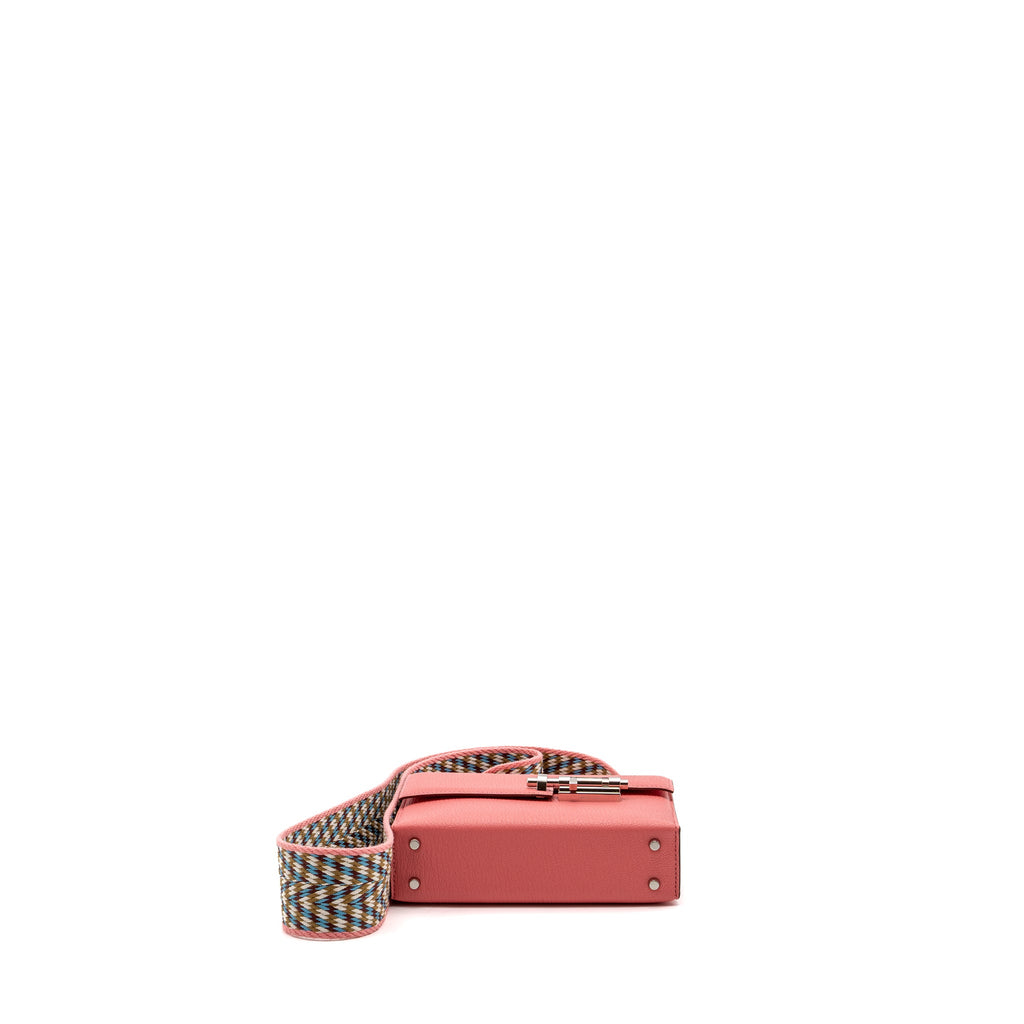 HERMES MINI VERROU CHEVRE MYSORE ROSE ETE MULTICOLOR STRAP SHW