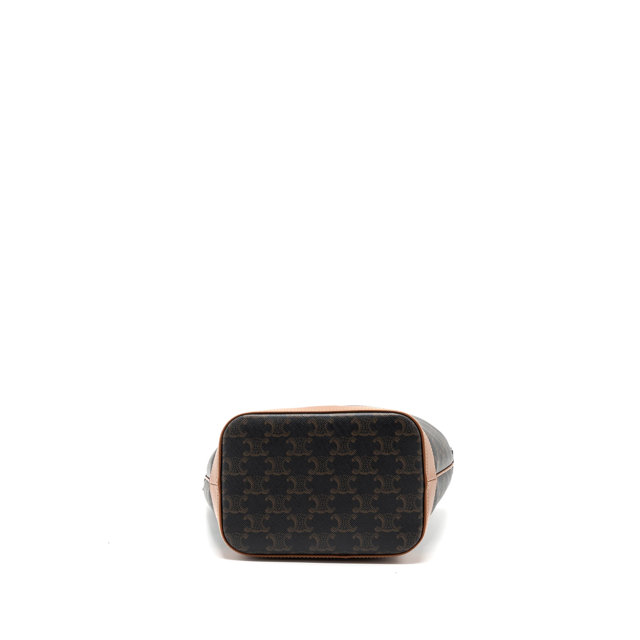 CELINE SMALL BUCKET IN TRIOMPHE CANVAS AND CALFSKIN TAN GHW