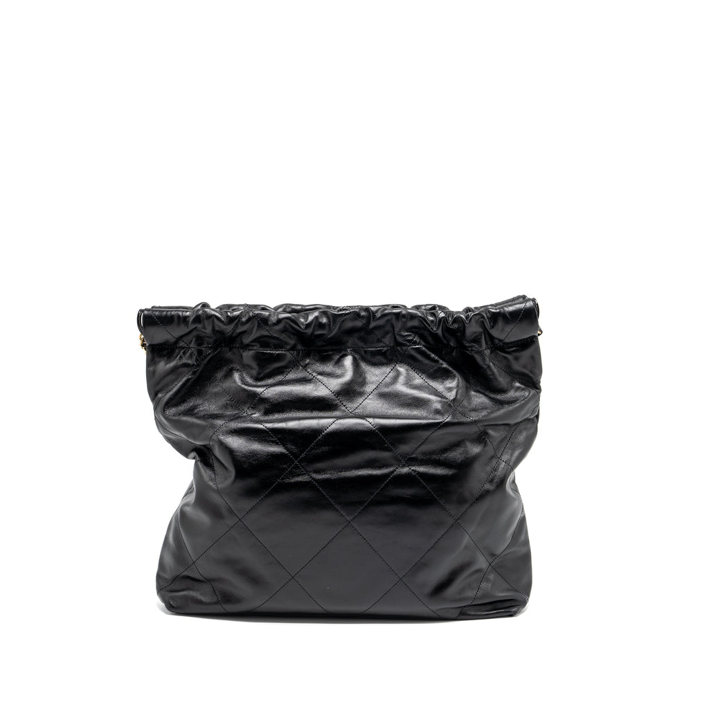 CHANEL MEDIUM 22 BAG SHINY CALFSKIN BLACK GHW (MICROCHIP)
