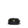GUCCI GG MARMONT SMALL MATELASSE SHOULDER BAG CALFSKIN BLACK GHW