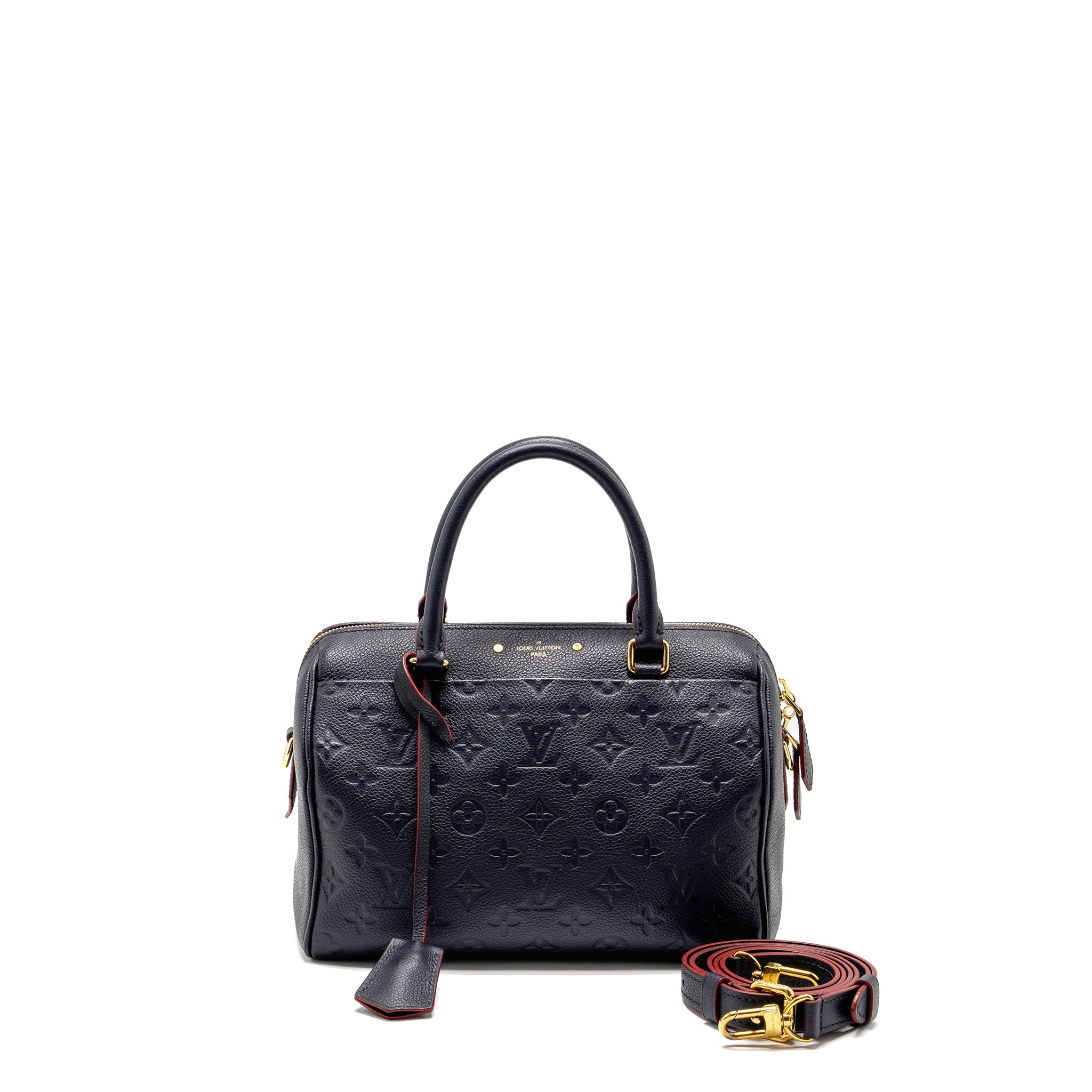 LOUIS VUITTON SPEEDY 25 BANDOULIERE MONOGRAM EMPREINTE NAVY/RED GHW