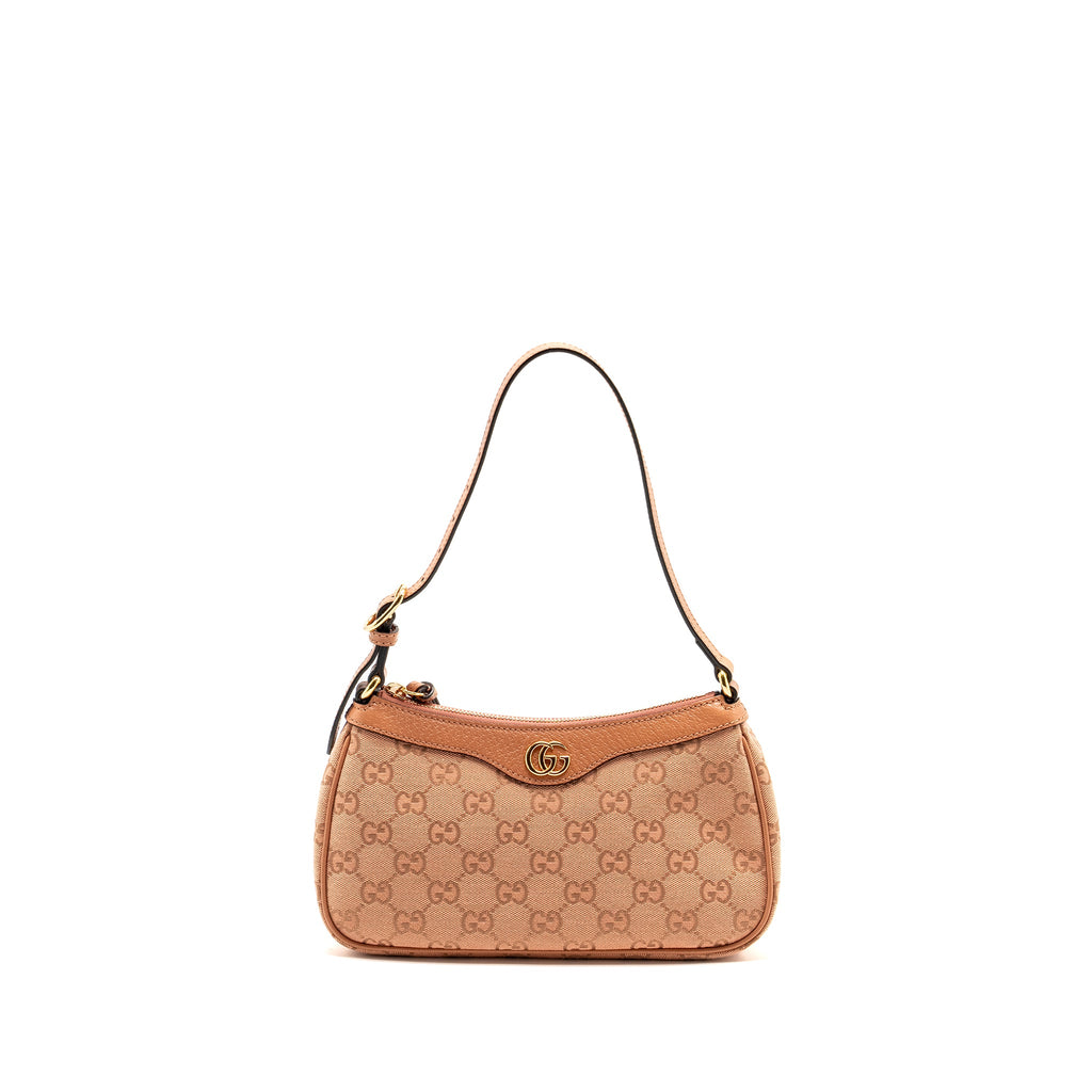 GUCCI SMALL OPHIDIA HOBO BAG GG SUPREME CANVAS PINK LGHW