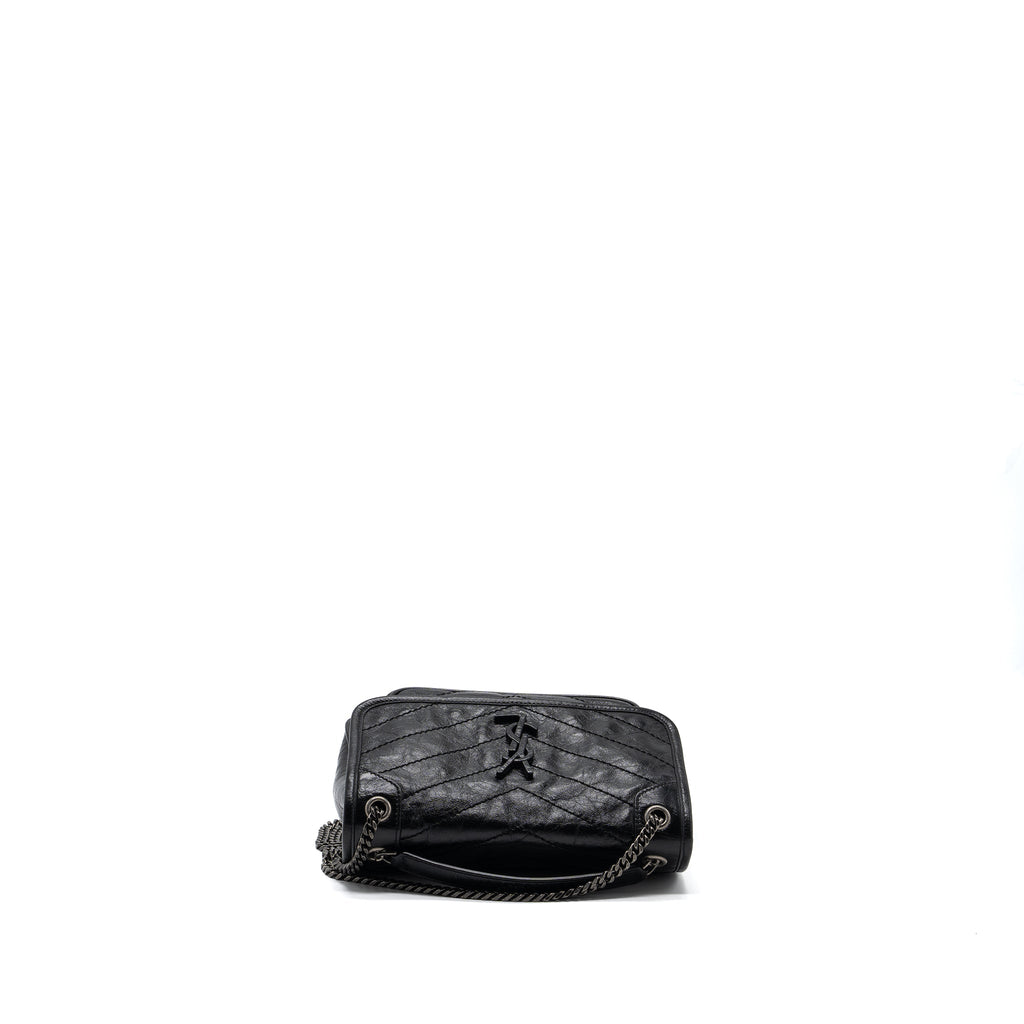 SAINT LAURENT/YSL NIKI BABY BAG VINTAGE CALFSKIN BLACK RUTHENIUM HARDWARE