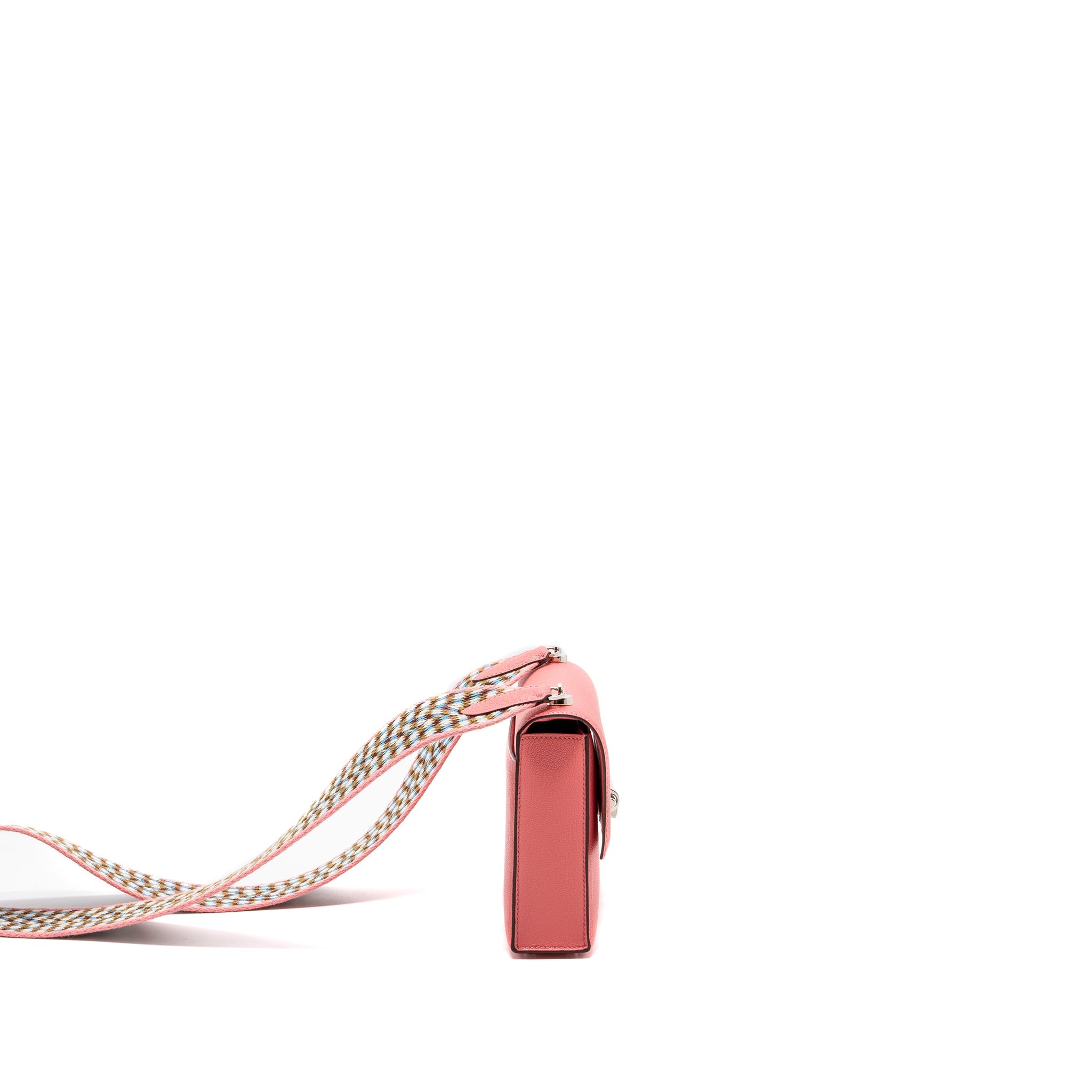 HERMES MINI VERROU CHEVRE MYSORE ROSE ETE MULTICOLOR STRAP SHW