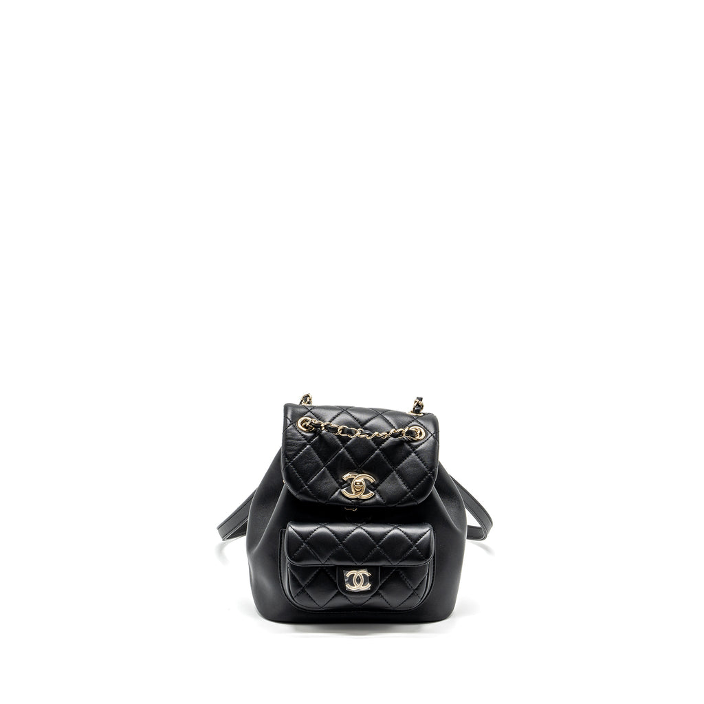 CHANEL MINI DUMA BACKPACK LAMBSKIN BLACK LGHW (MICROCHIP)
