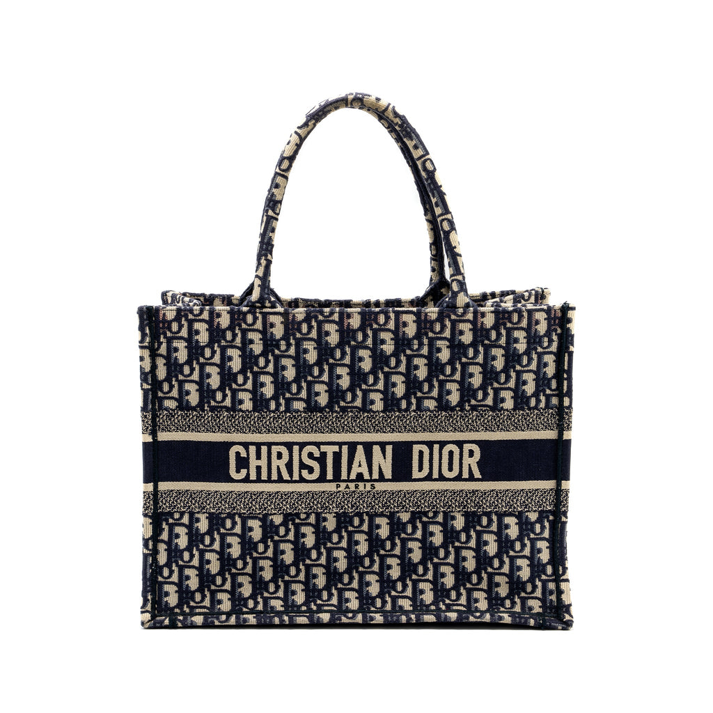 DIOR MEDIUM BOOK TOTE BLUE OBLIQUE EMBOIDERY