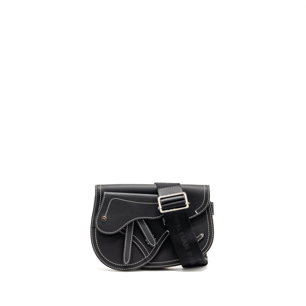 DIOR X KAWS POUCH SADDLE BAG LEATHER BLACK SHW