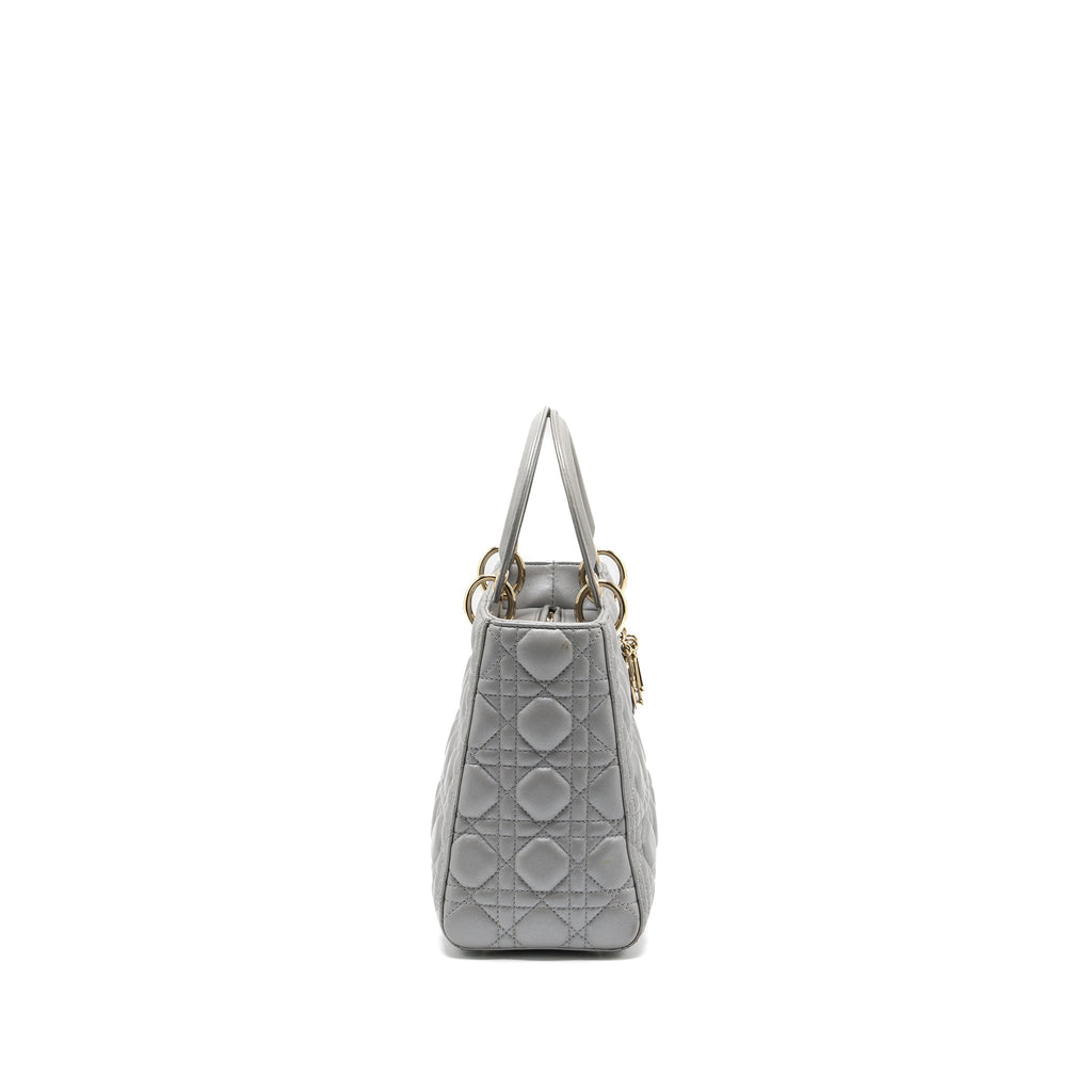DIOR MEDIUM LADY DIOR LAMBSKIN GREY GHW