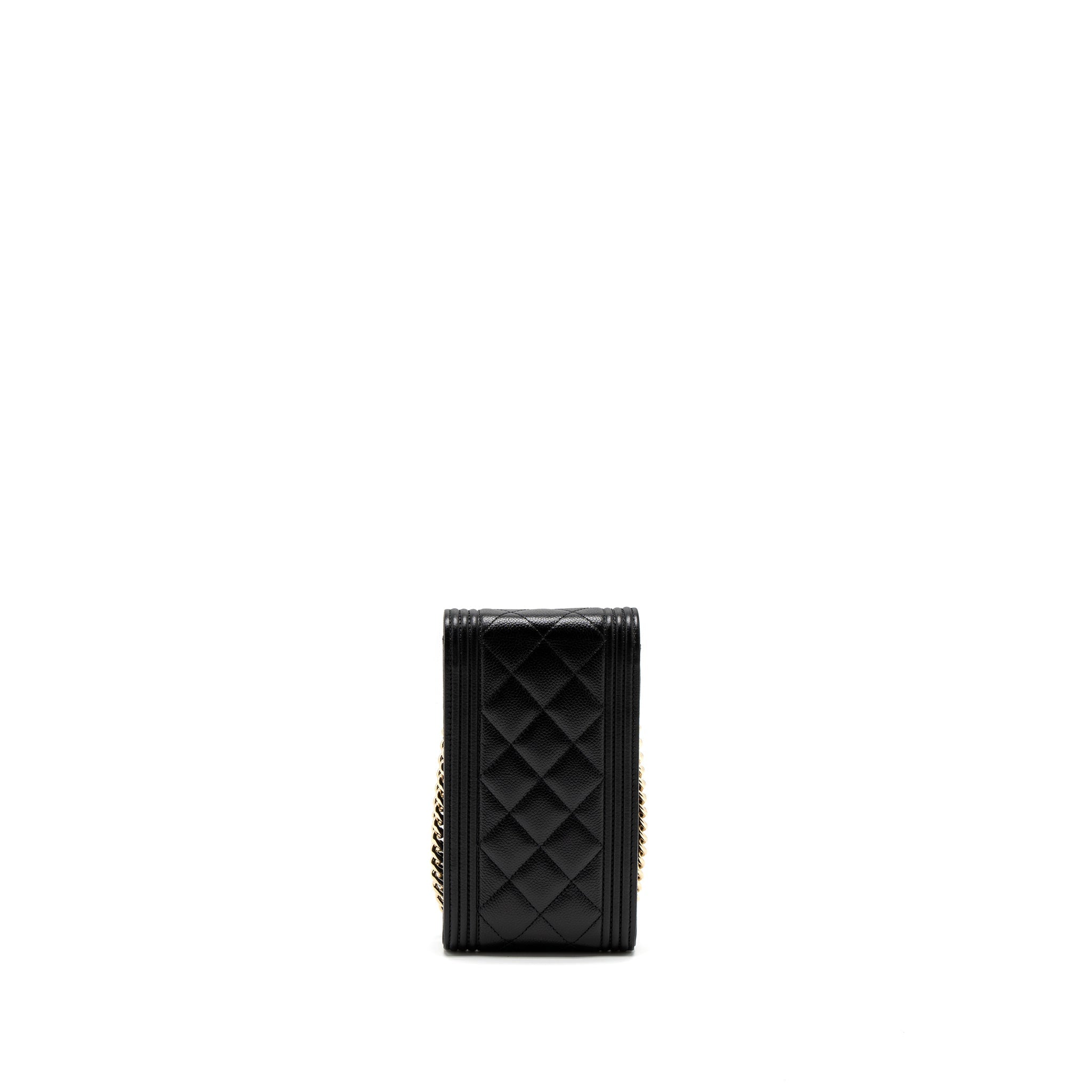 CHANEL VERTICAL PHONE POUCH CAVIAR BLACK LGHW