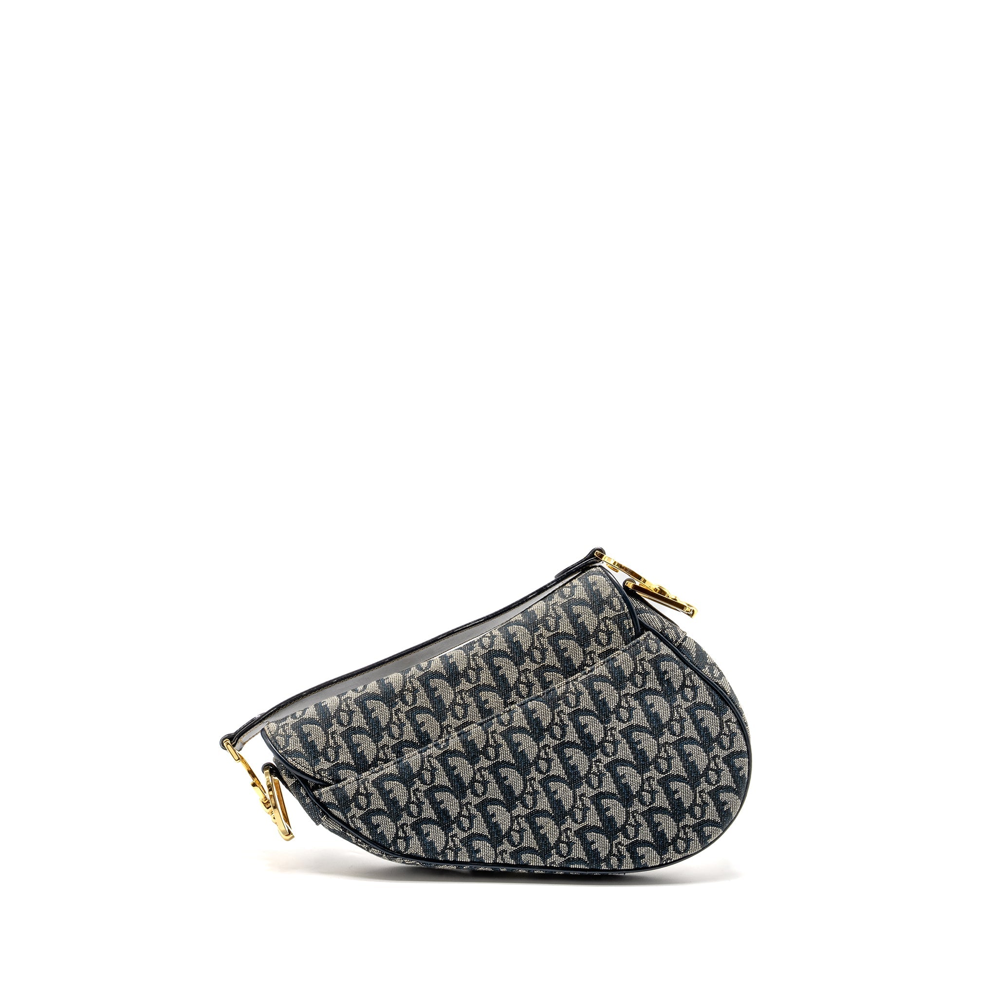 DIOR VINTAGE SADDLE BAG CANVAS / LEATHER BLUE/MULTICOLOUR GHW