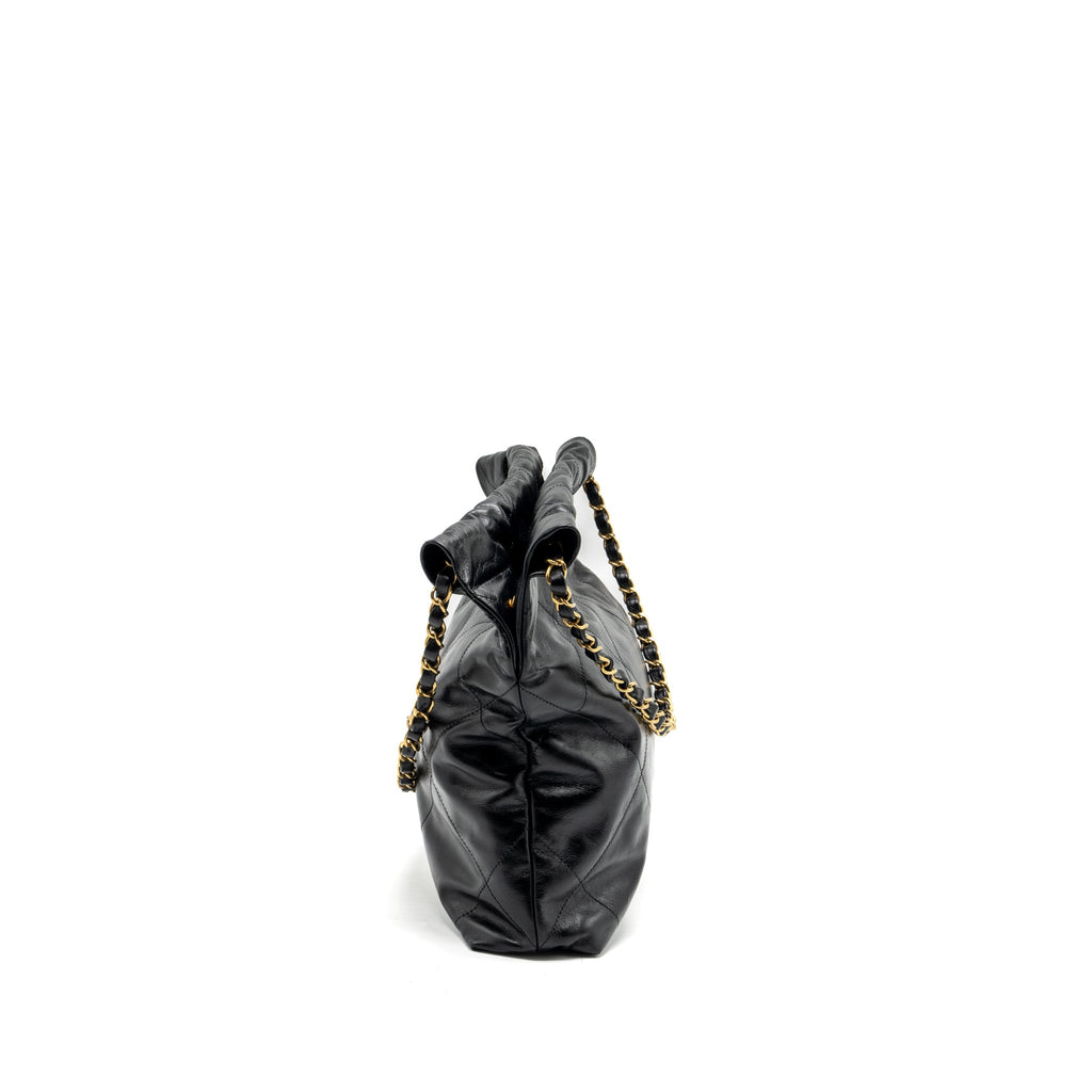 CHANEL SMALL 22 BAG CALFSKIN BLACK WITH GHW (MICROCHIP)