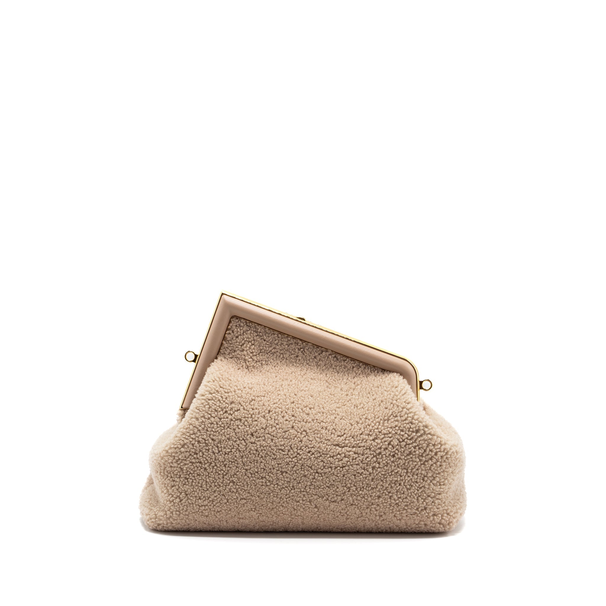 FENDI FIRST MEDIUM LAMBSKIN /SHEARLING LIGHT BEIGE GHW
