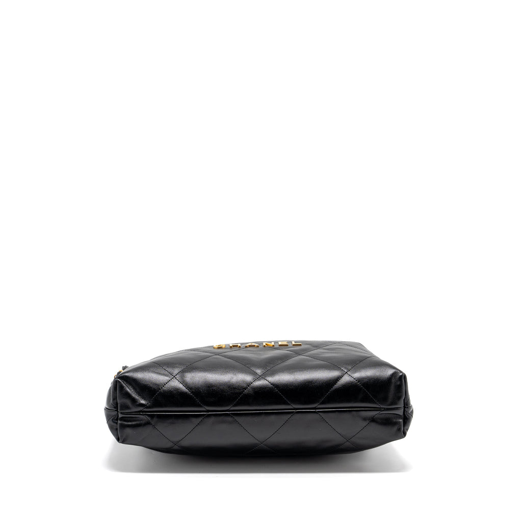 CHANEL MEDIUM 22 BAG SHINY CALFSKIN BLACK GHW (MICROCHIP)