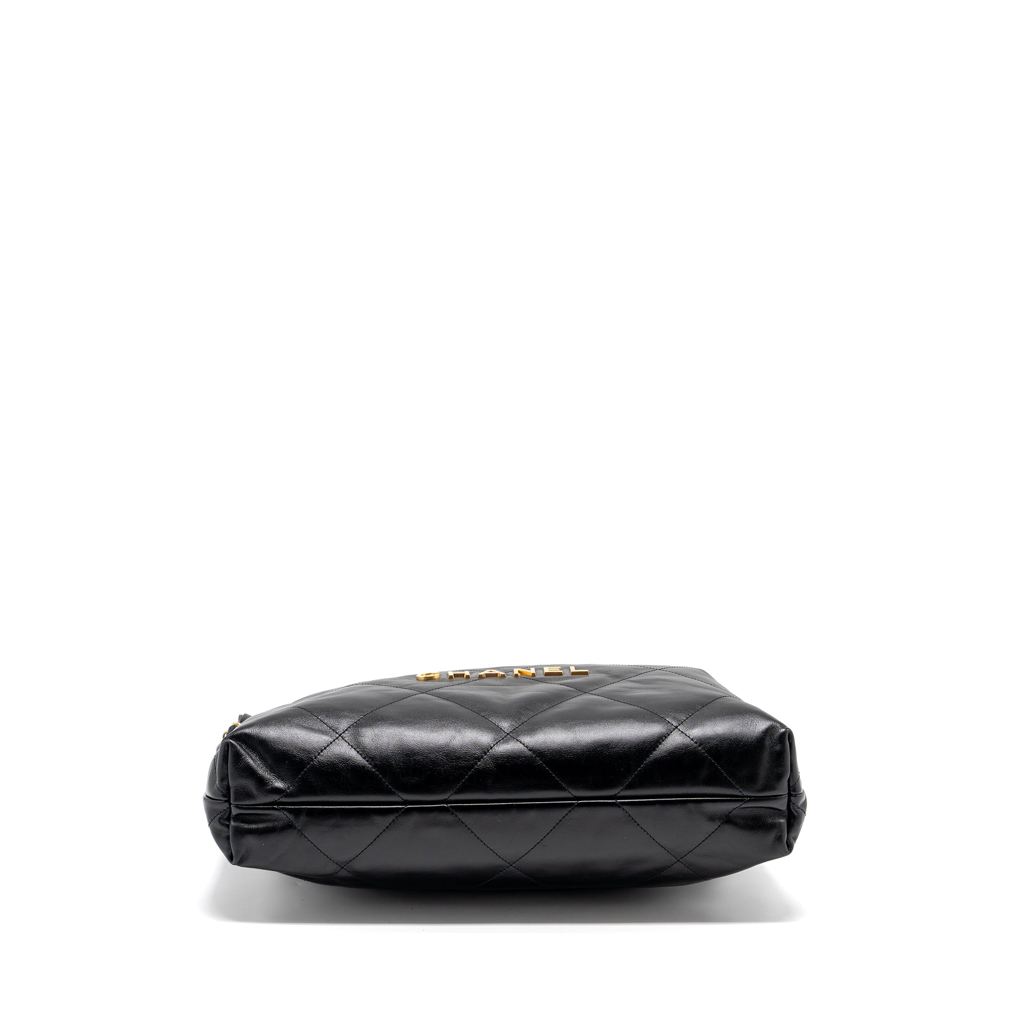 CHANEL MEDIUM 22 BAG SHINY CALFSKIN BLACK GHW (MICROCHIP)