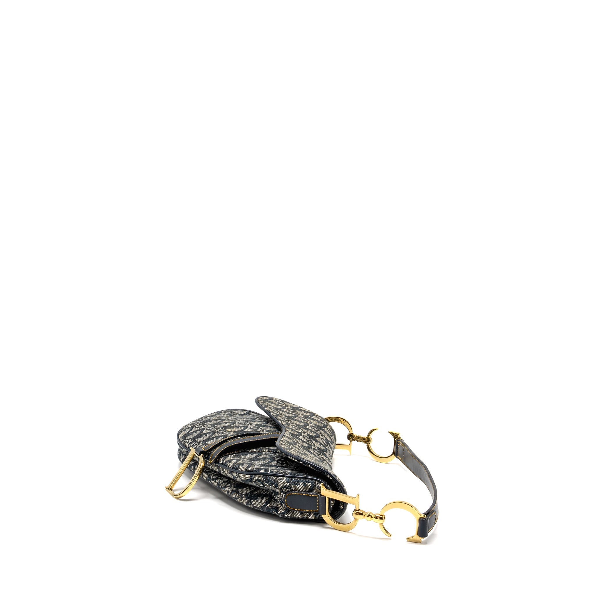 DIOR VINTAGE SADDLE BAG CANVAS / LEATHER BLUE/MULTICOLOUR GHW