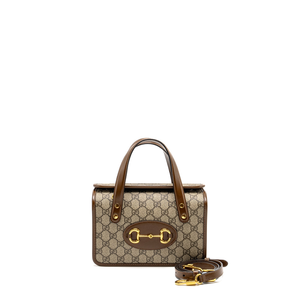 GUCCI TOP HANDLE HORSEBIT 1955 BAG GG SUPREME CANVAS GHW