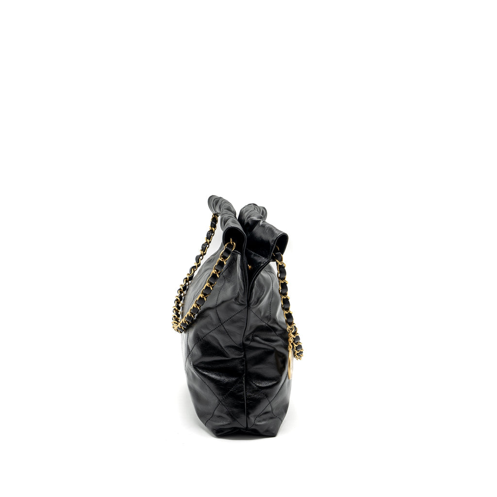 CHANEL SMALL 22 BAG CALFSKIN BLACK WITH GHW (MICROCHIP)