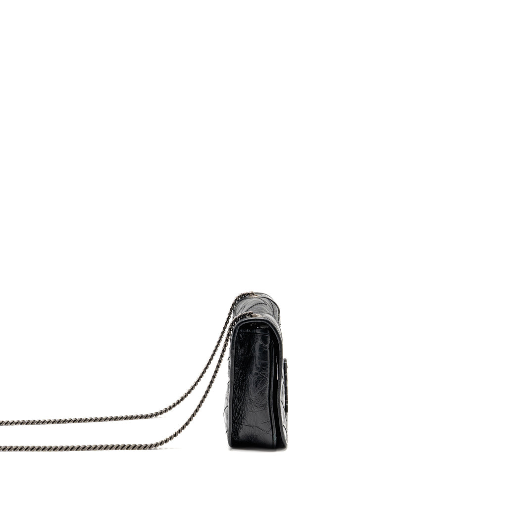 SAINT LAURENT / YSL NIKI CHAIN WALLET CRINKLED CALFSKIN BLACK SHW