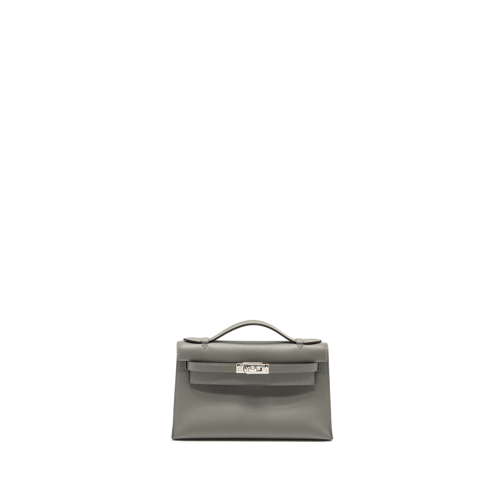 HERMES KELLY POCHETTE SWIFT GRIS MEYER SHW
