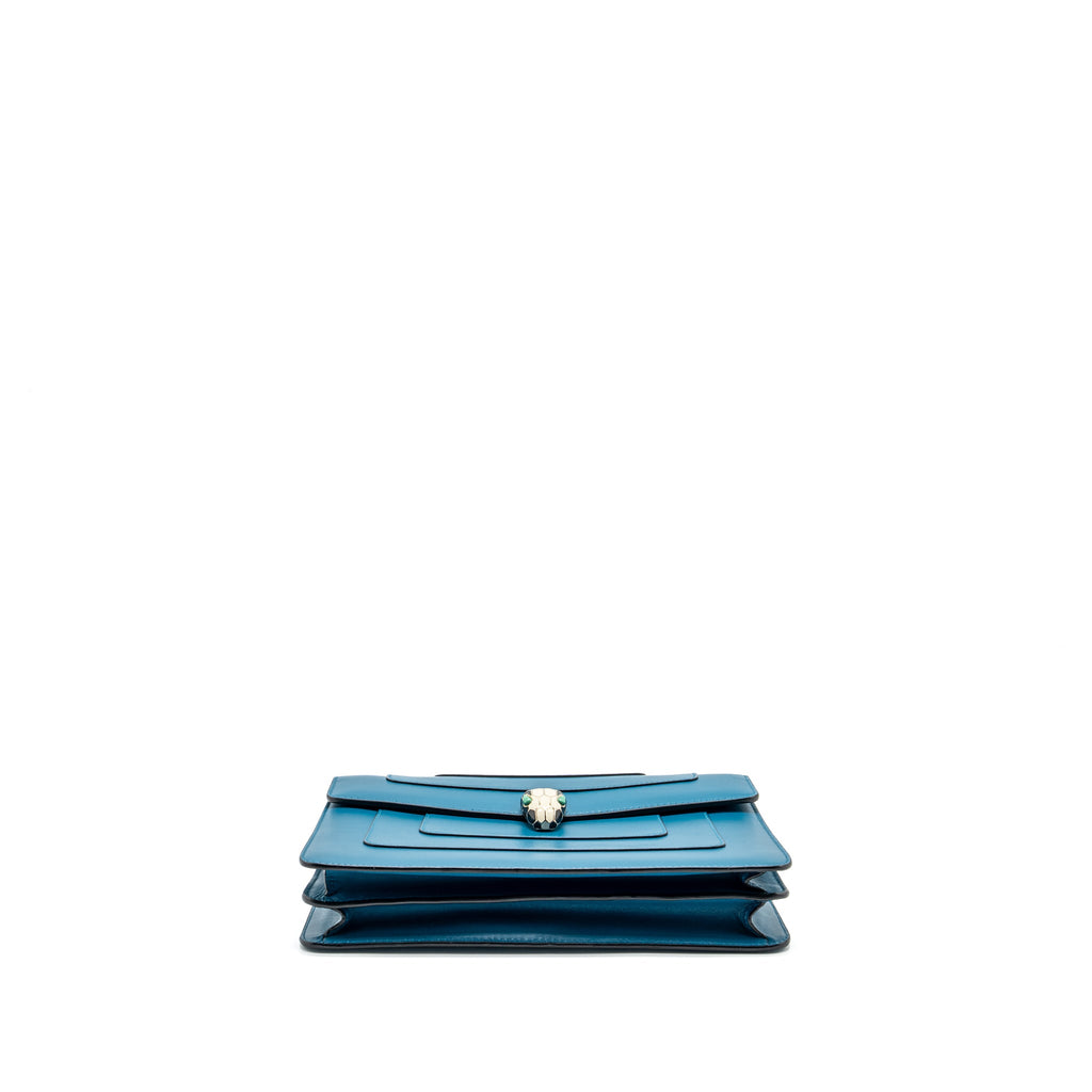 BVLGARI SERPENTI FOREVER FLAP BAG CALFSKIN BLUE GHW