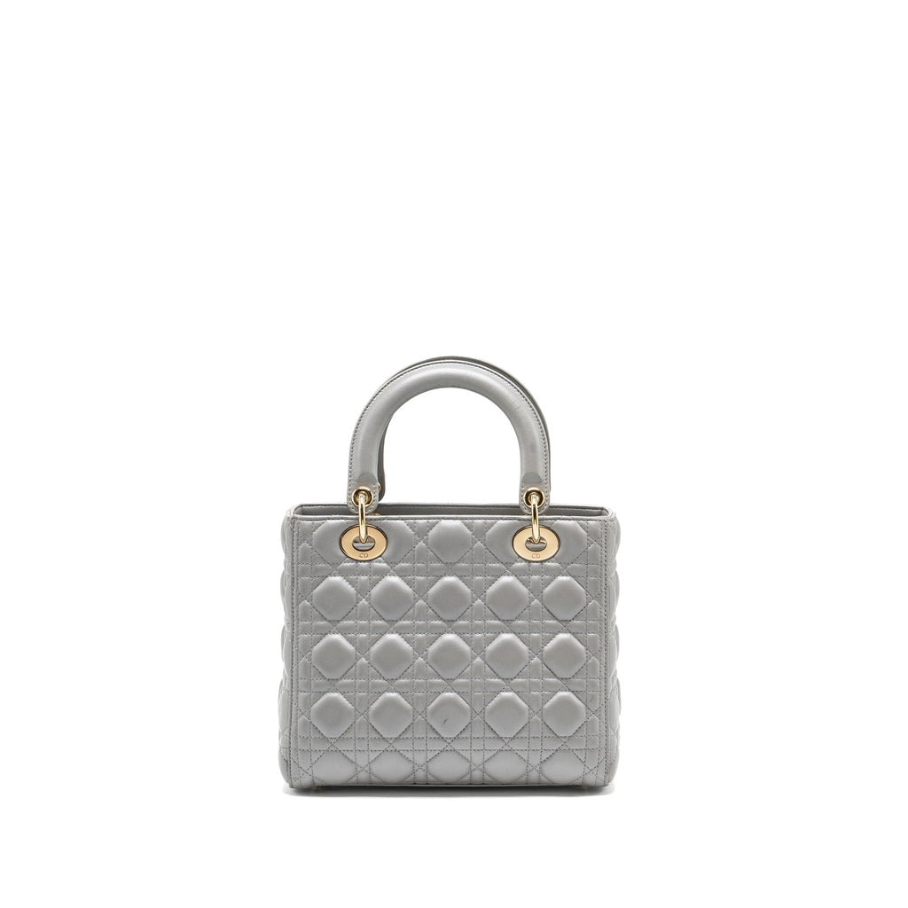 DIOR MEDIUM LADY DIOR LAMBSKIN GREY GHW