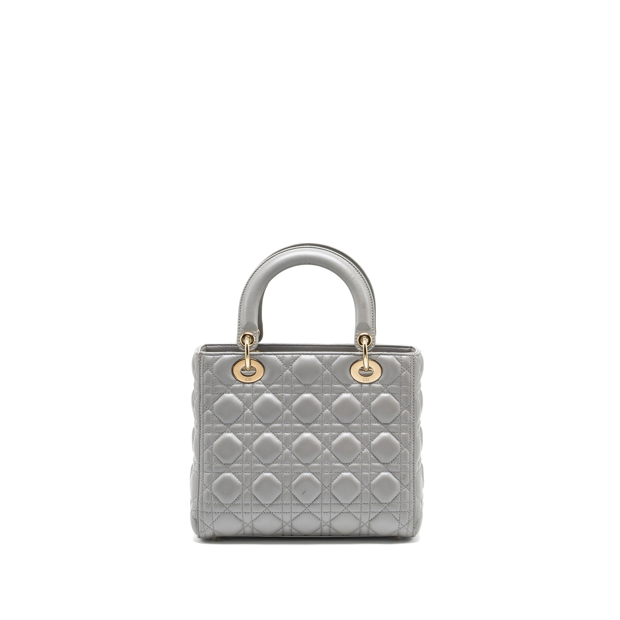 DIOR MEDIUM LADY DIOR LAMBSKIN GREY GHW