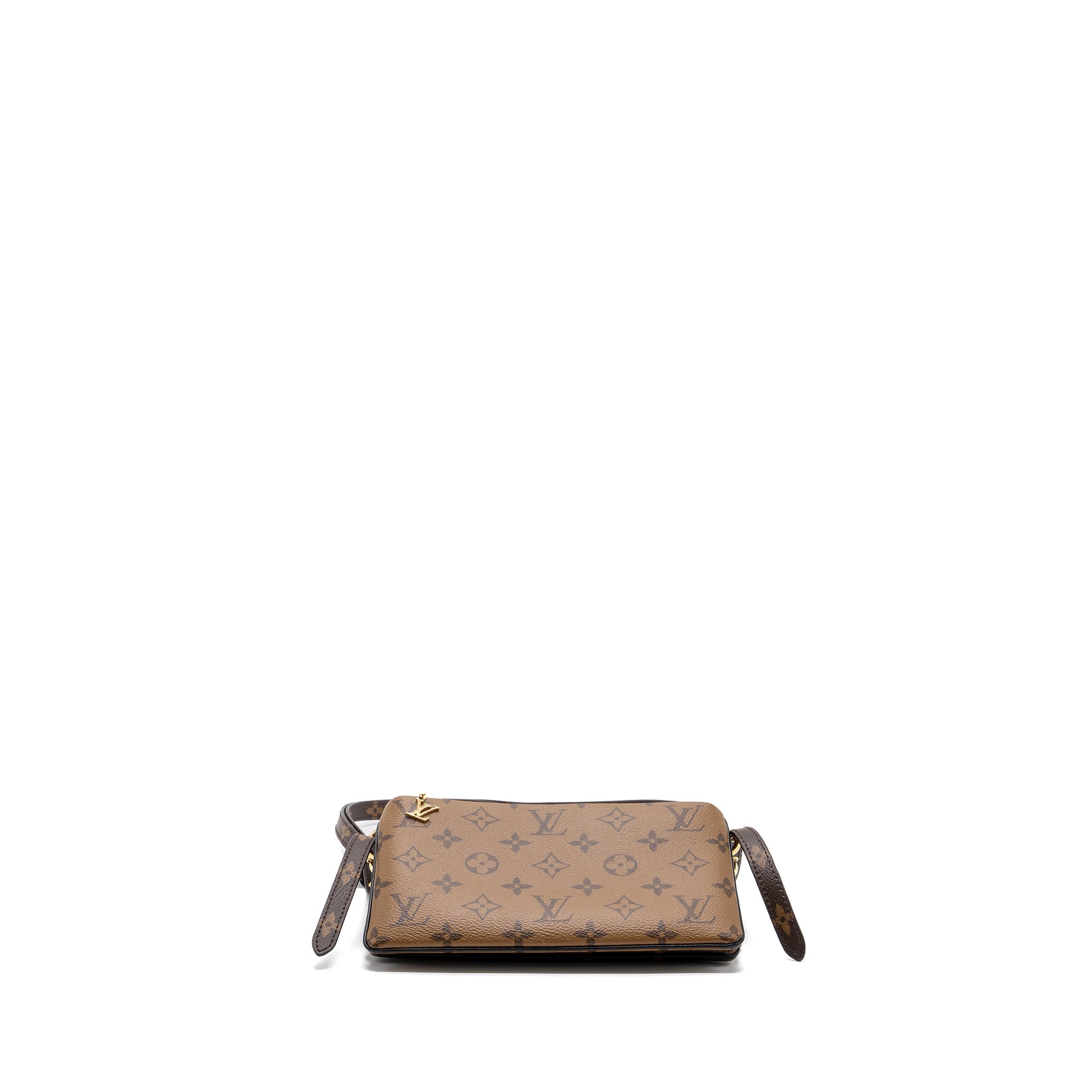LOUIS VUITTON LV3 POCHETTE SHOULDER BAG REVERSE MONOGRAM CANVAS LAMBSKIN GHW
