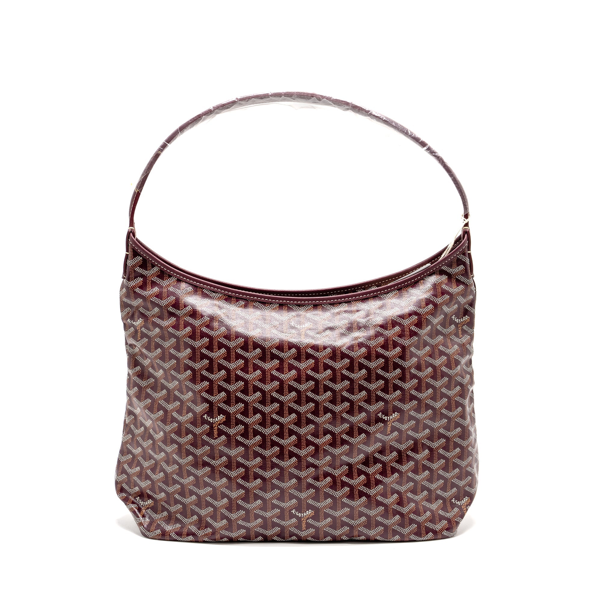 GOYARD BOHEME HOBO BAG GOYARDINE CANVAS/CALFSKIN BURGUNDY SHW