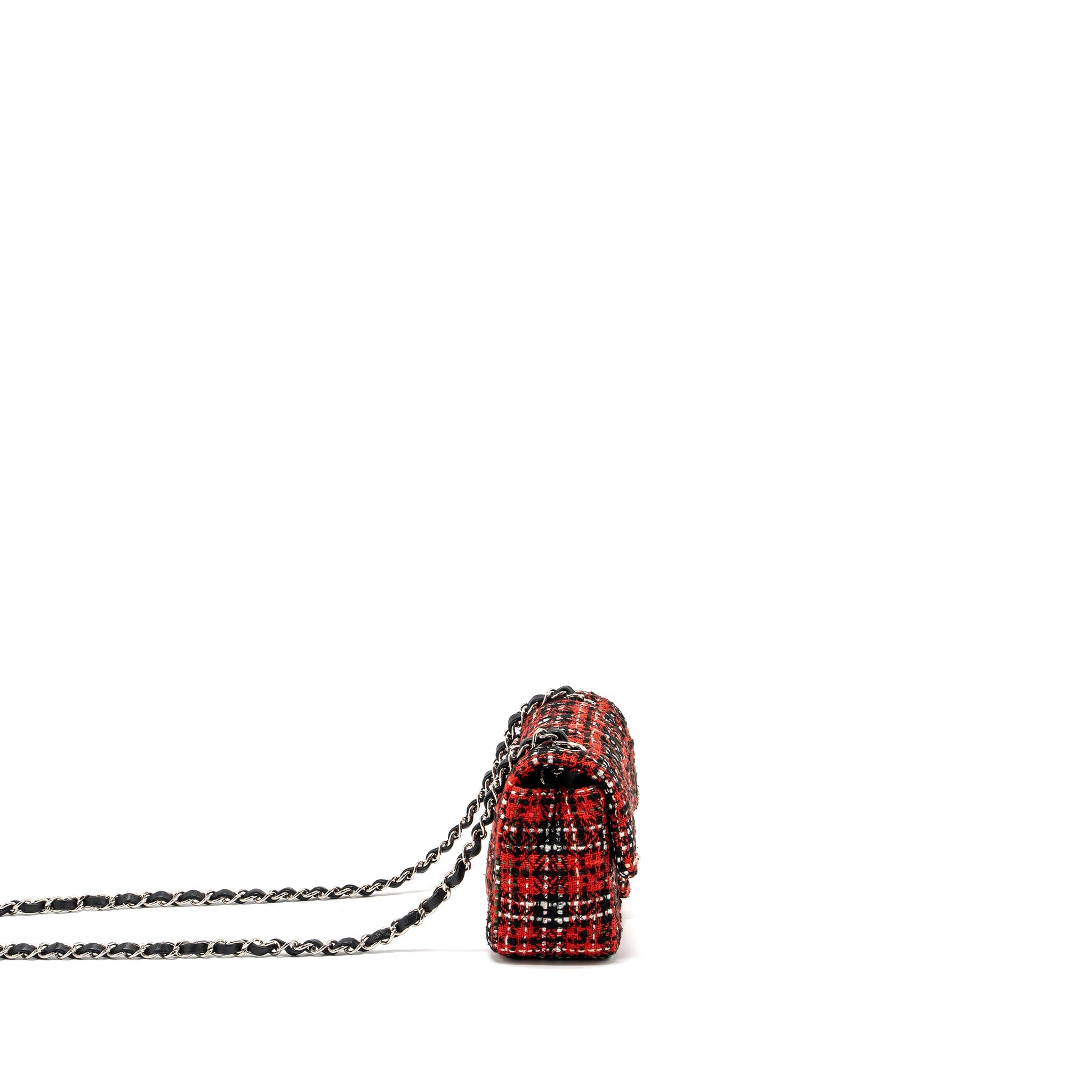 CHANEL MINI RECTANGULAR FLAP BAG TWEED RED / BLACK MULTICOLOUR SHW