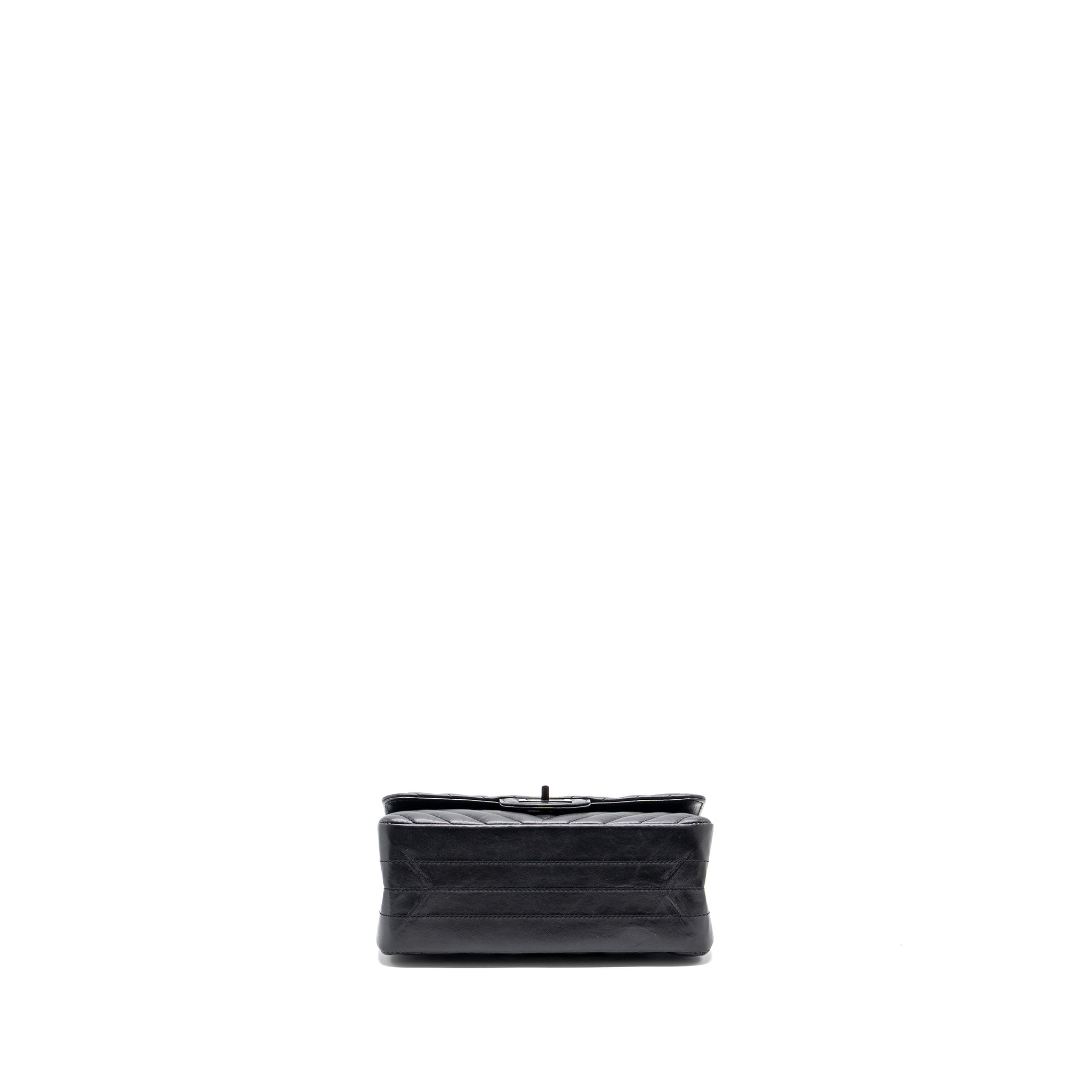 CHANEL MINI 2.55 REISSUE FLAP BAG CHEVRON CALFSKIN SO BLACK
