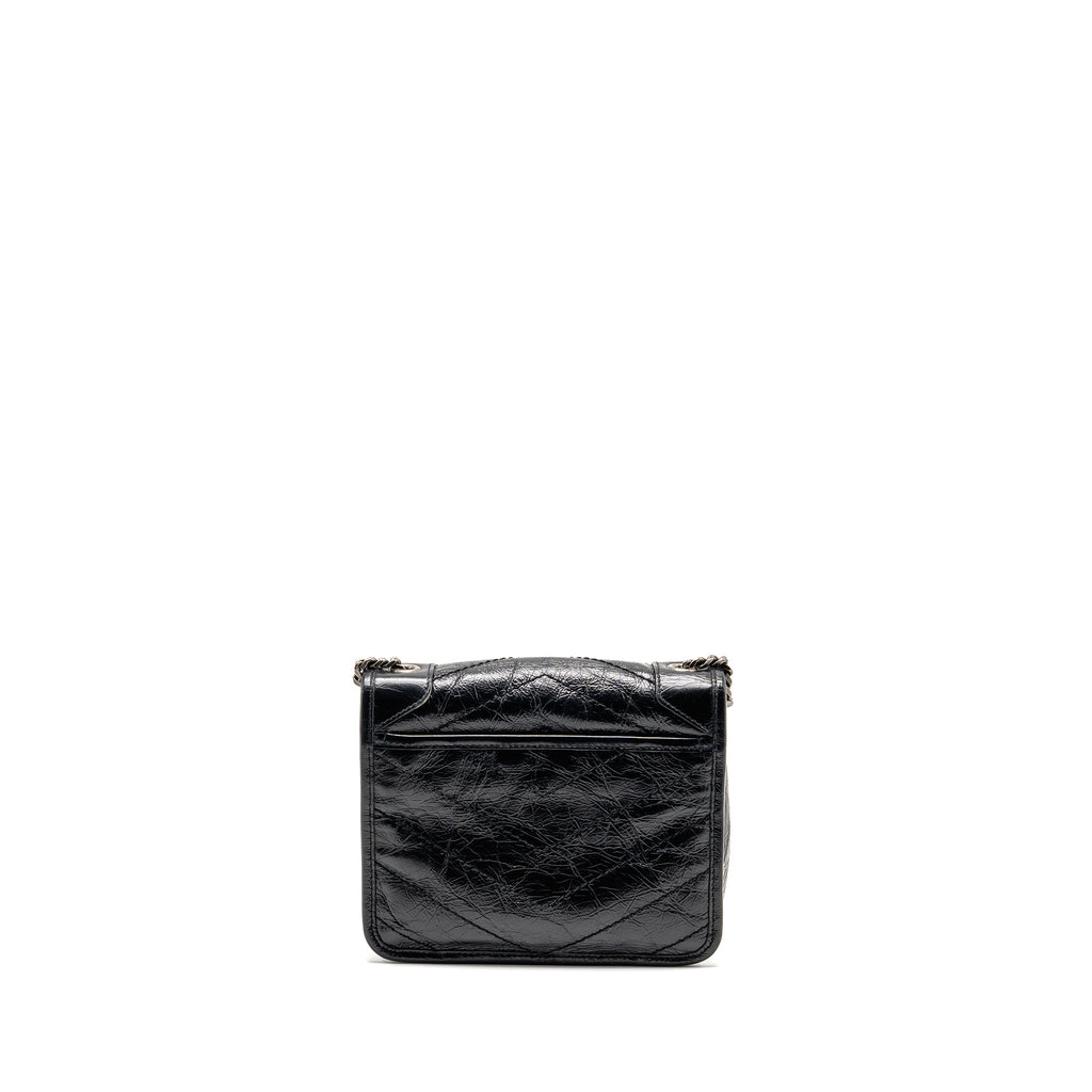 SAINT LAURENT / YSL NIKI CHAIN WALLET CRINKLED CALFSKIN BLACK SHW