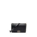 CHANEL MEDIUM BOY BAG CAVIAR BLACK RUTHENIUM HARDWARE