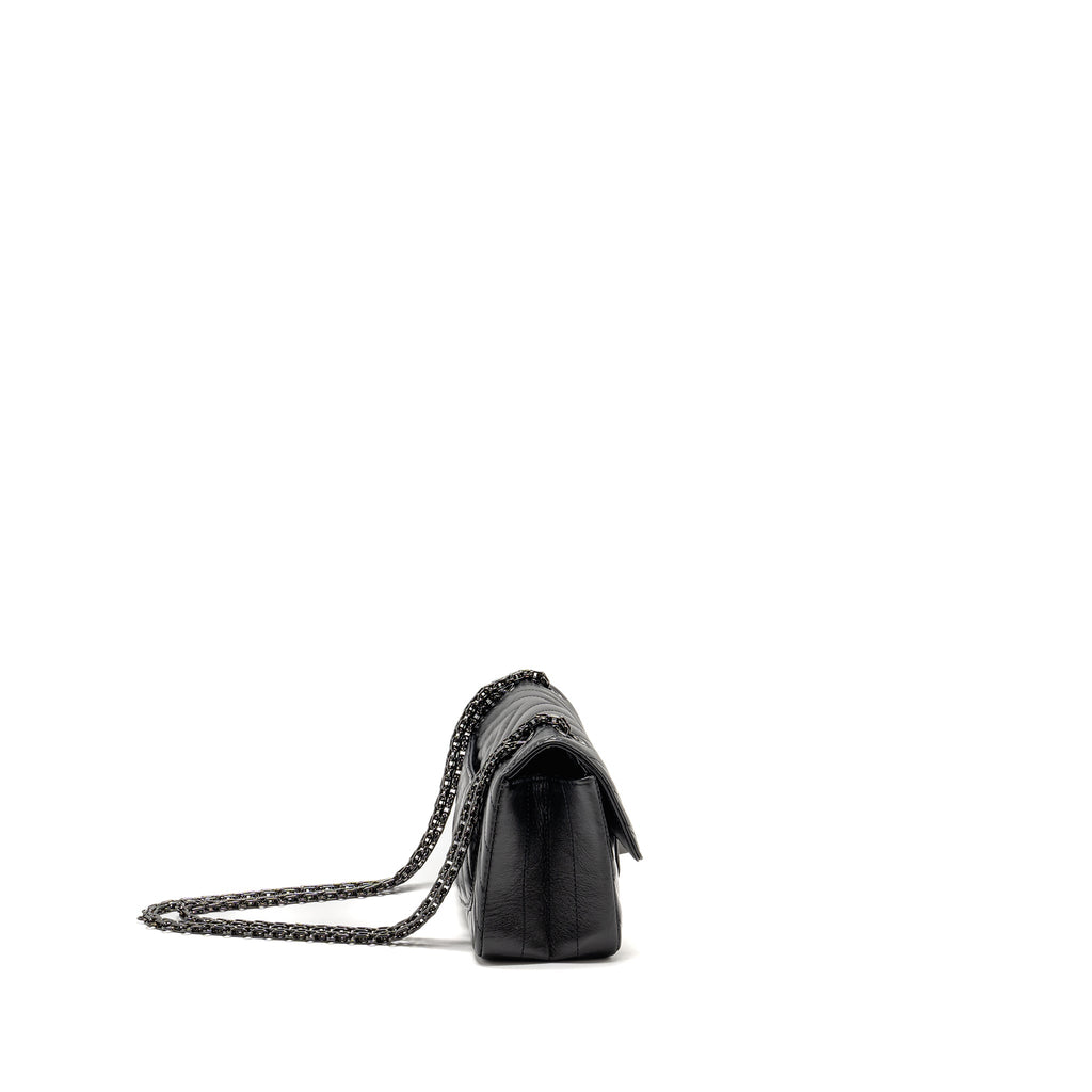 CHANEL MINI 2.55 REISSUE CHEVRON CALFSKIN SO BLACK