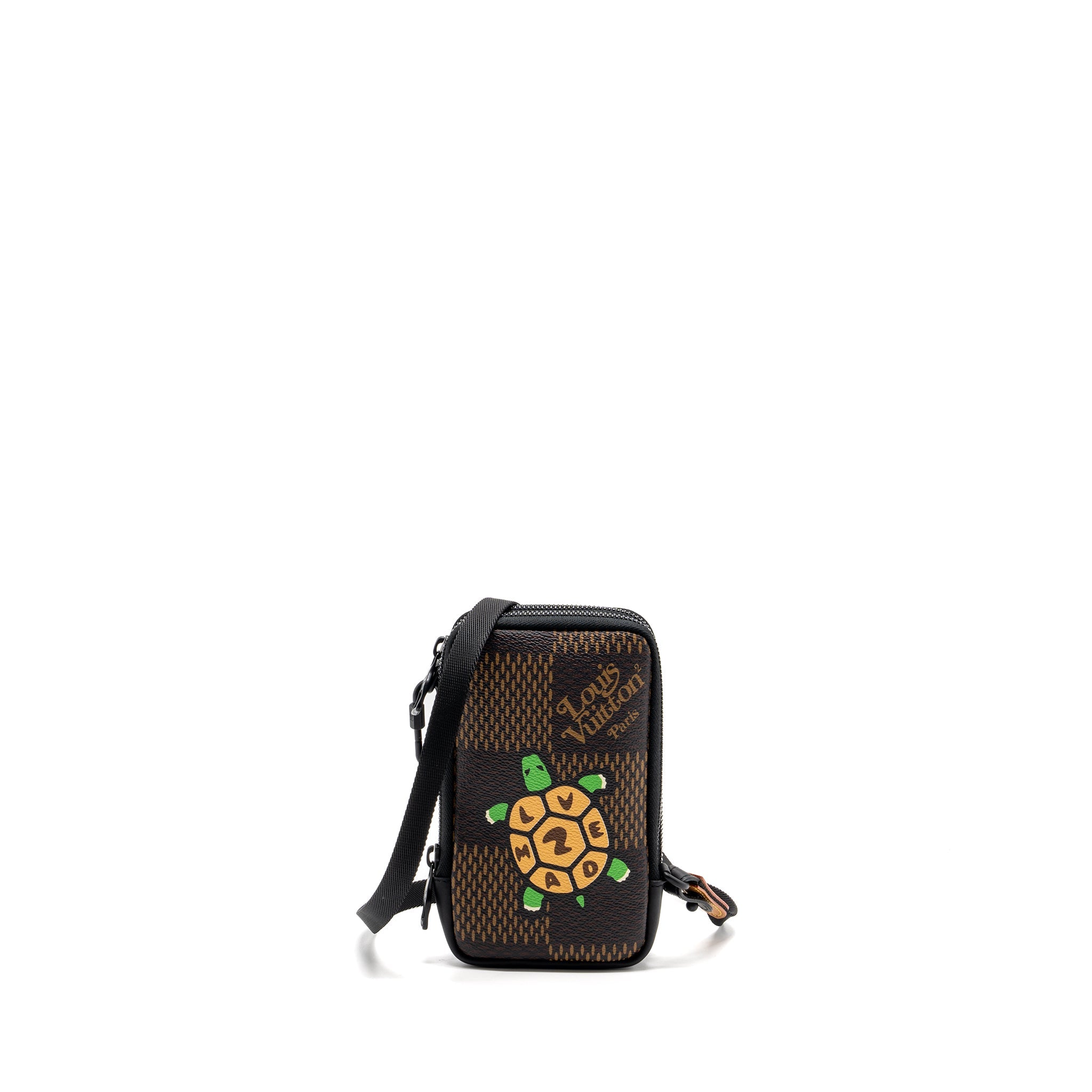 LOUIS VUITTON NIGO DOUBLE PHONE POUCH LIMITED EDITION BLACK HARDWARE