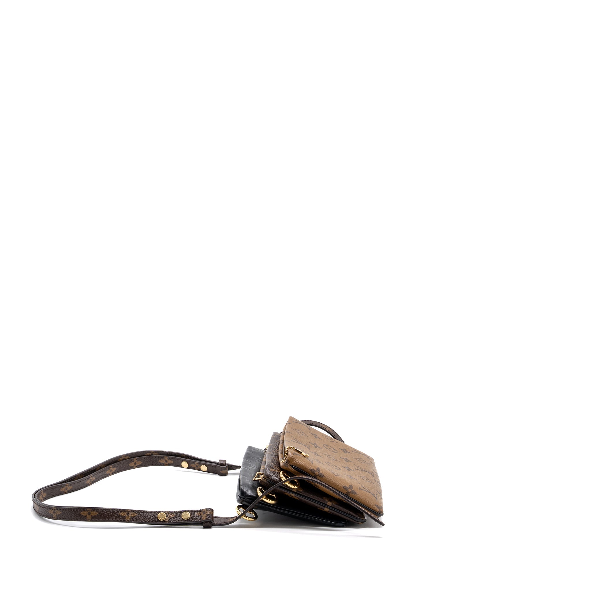 LOUIS VUITTON LV3 POCHETTE SHOULDER BAG REVERSE MONOGRAM CANVAS LAMBSKIN GHW