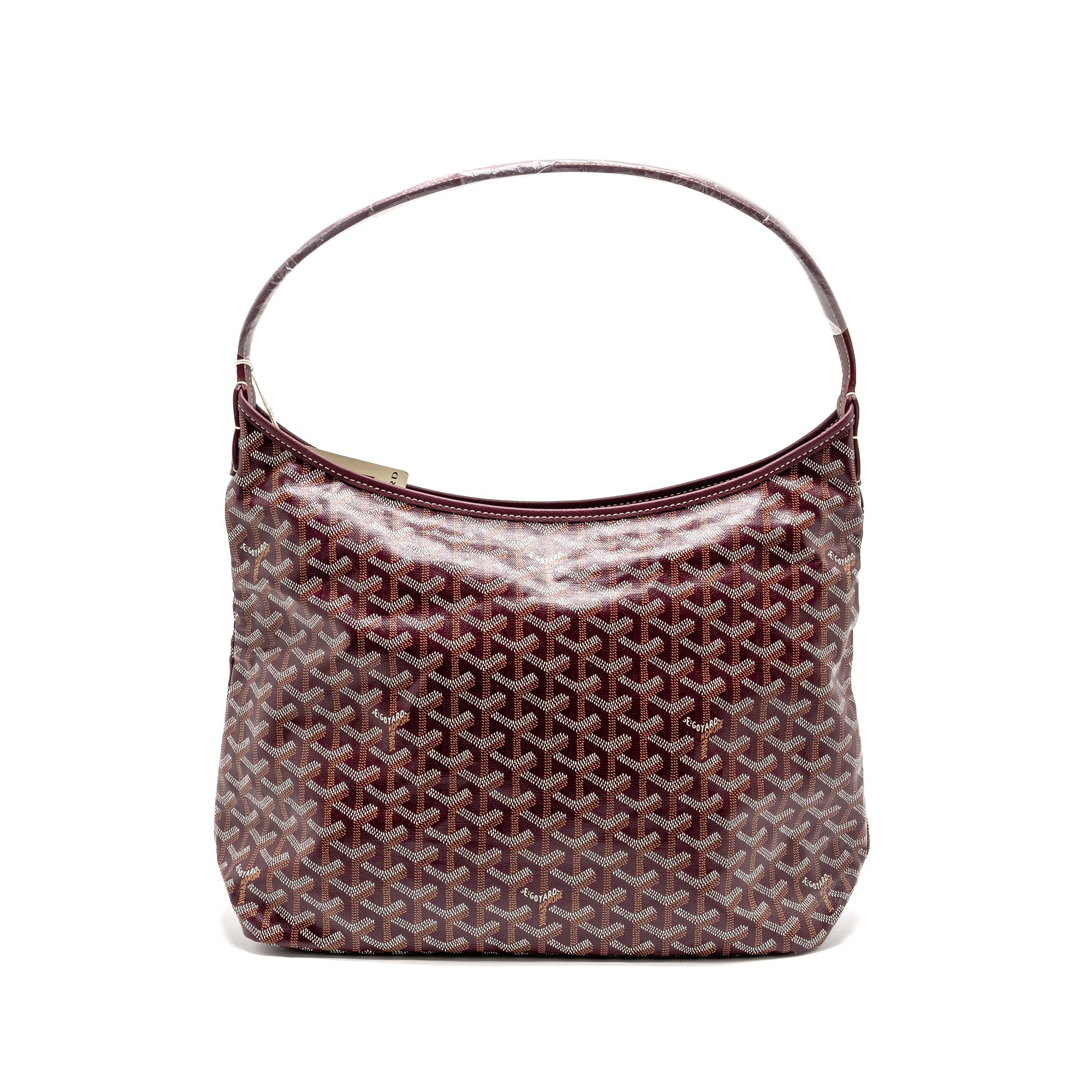 GOYARD BOHEME HOBO BAG GOYARDINE CANVAS/CALFSKIN BURGUNDY SHW