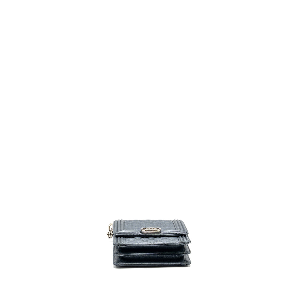 CHANEL NORTH SOUTH BOY BAG CAVIAR METALLIC GREY SHW