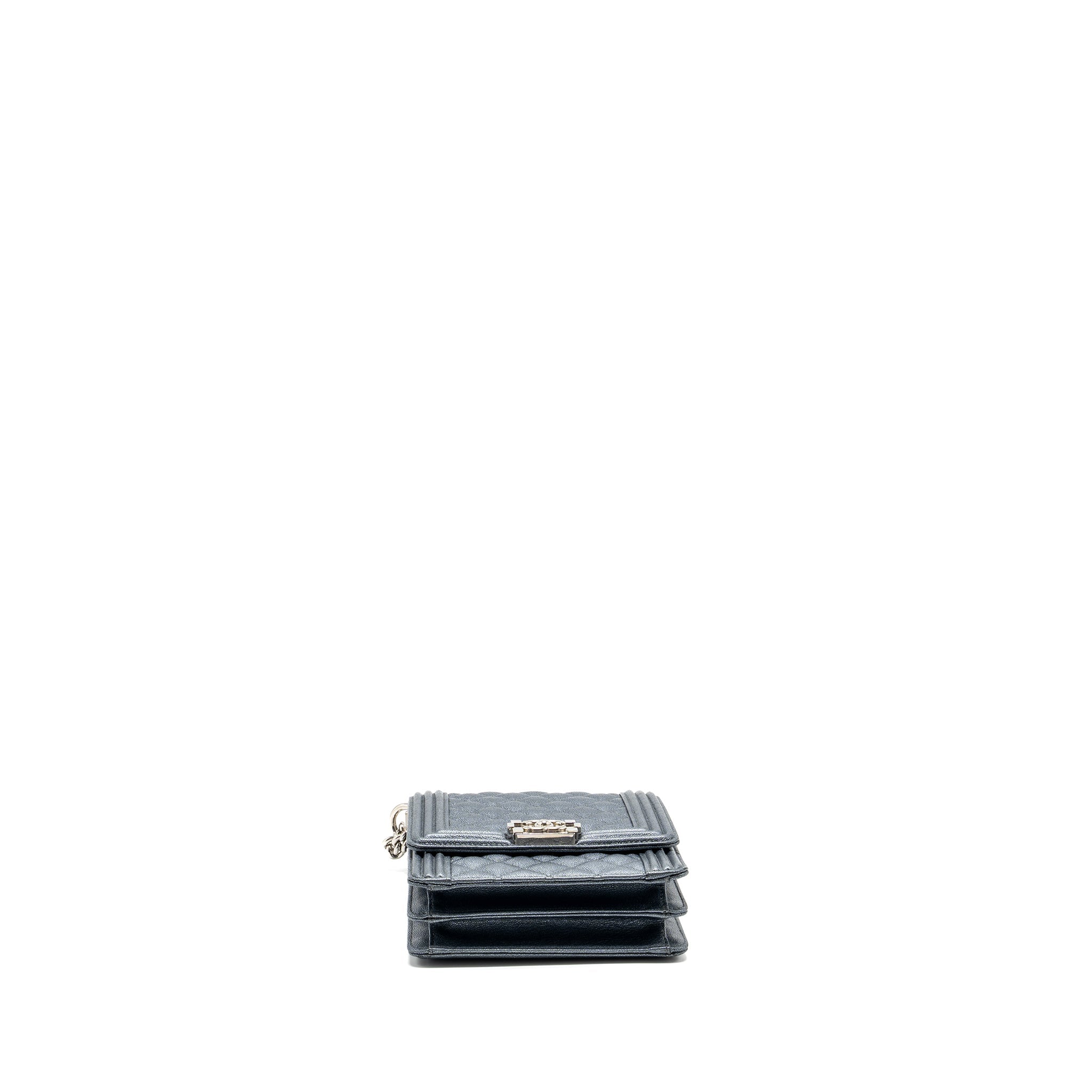 CHANEL NORTH SOUTH BOY BAG CAVIAR METALLIC GREY SHW