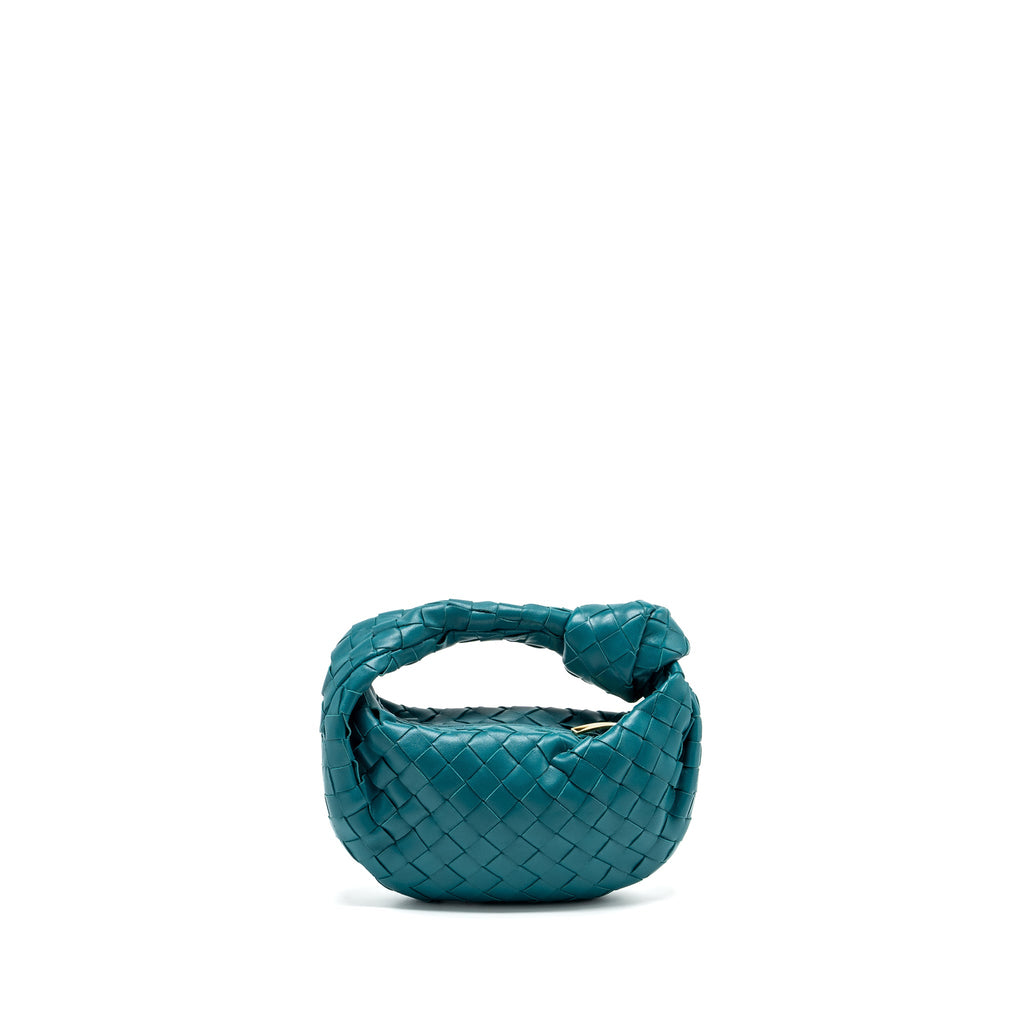 BOTTEGA VENETA MINI JODIE LAMBSKIN BLUE GHW