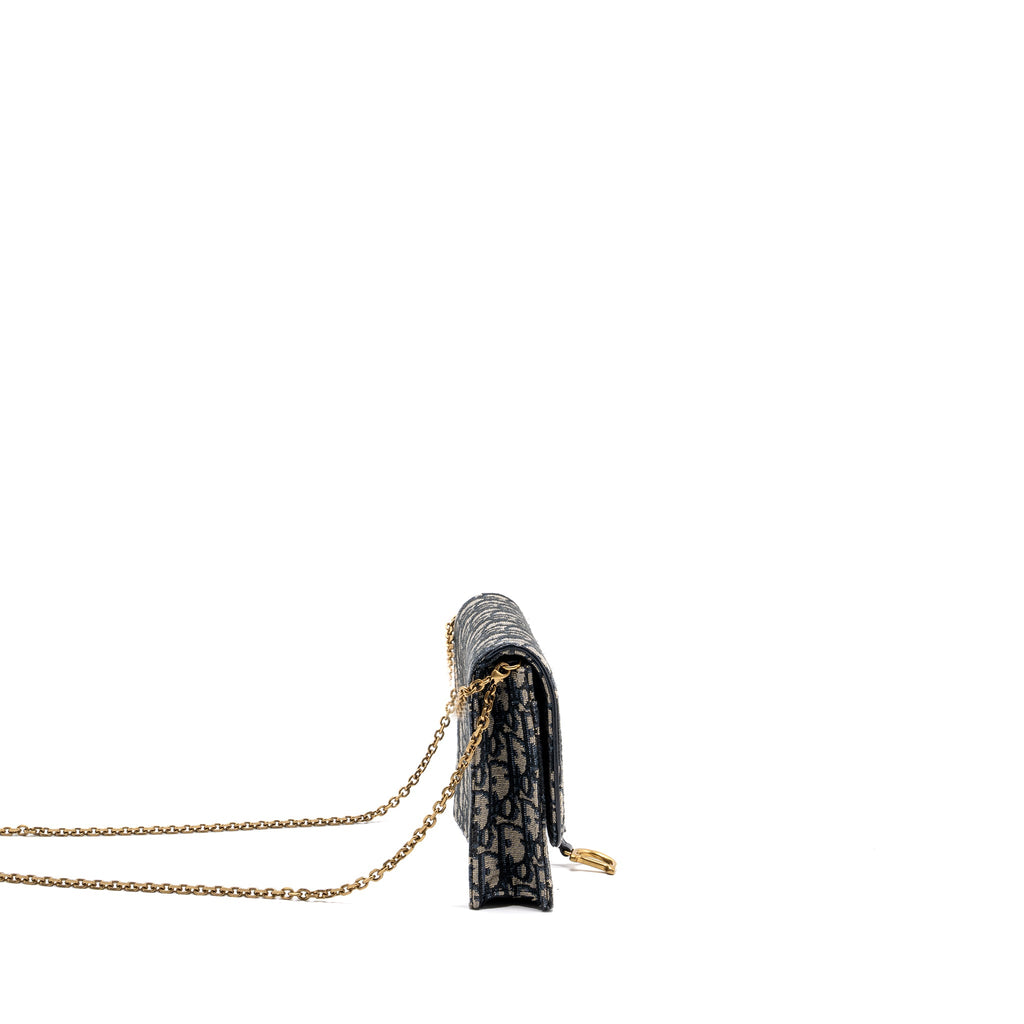 DIOR SADDLE FLAP BAG BLUE DIOR OBLIQUE EMBROIDERY GHW