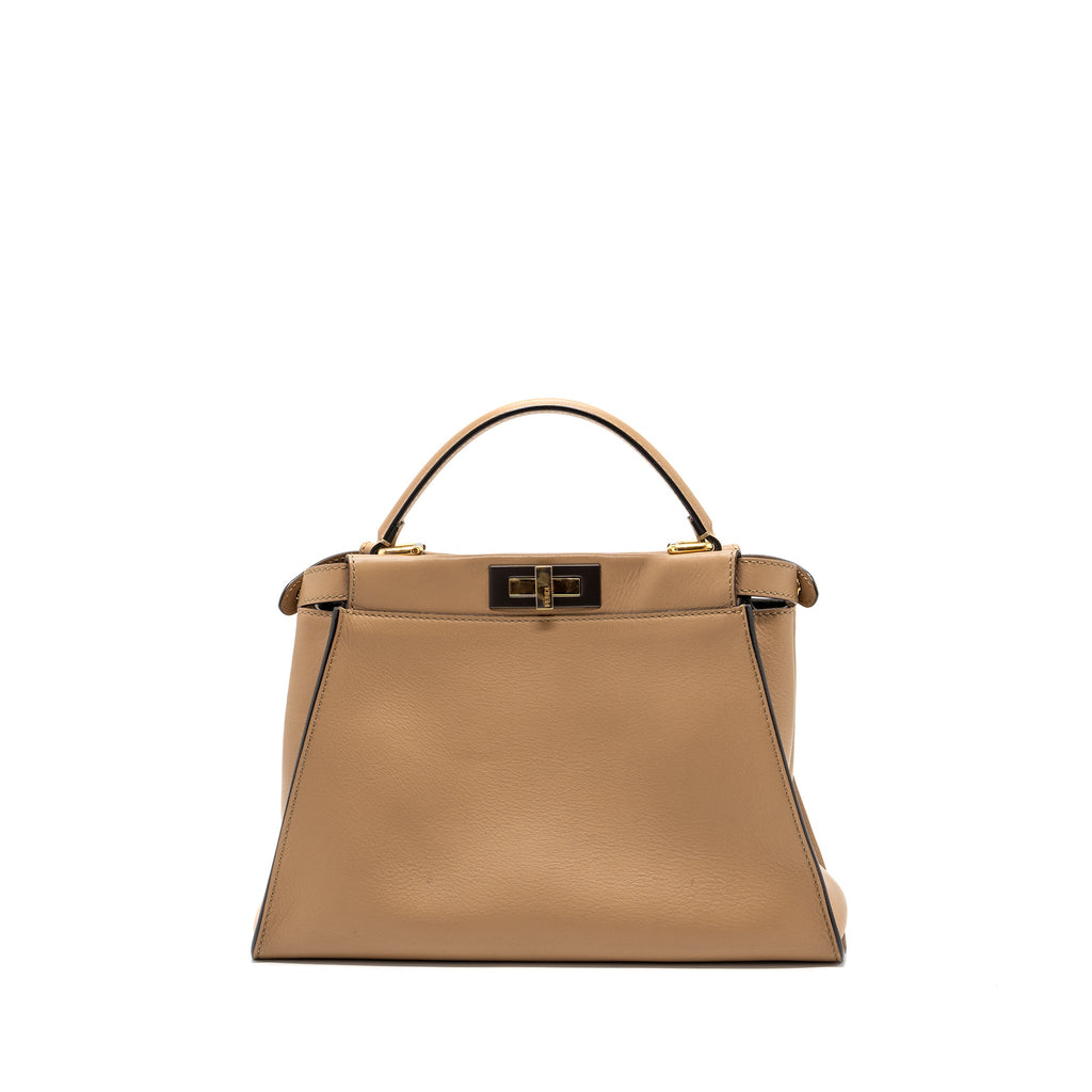 FENDI MEDIUM PEEKABOO CALFSKIN TOBACCO MULTICOLOUR HARDWARE