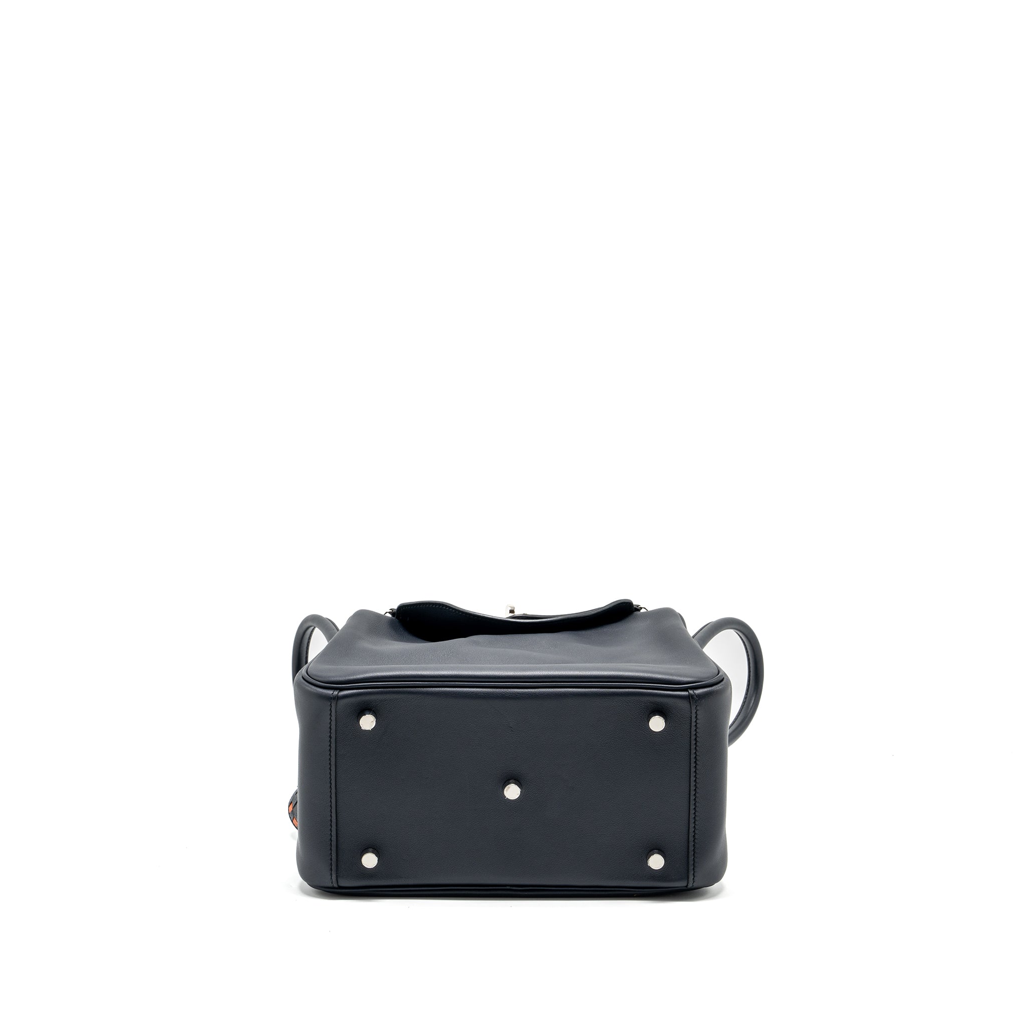 HERMES LINDY 26 SWIFT/EPSOM BLUE INDIGO WITH TRESSAGE STRAP SHW